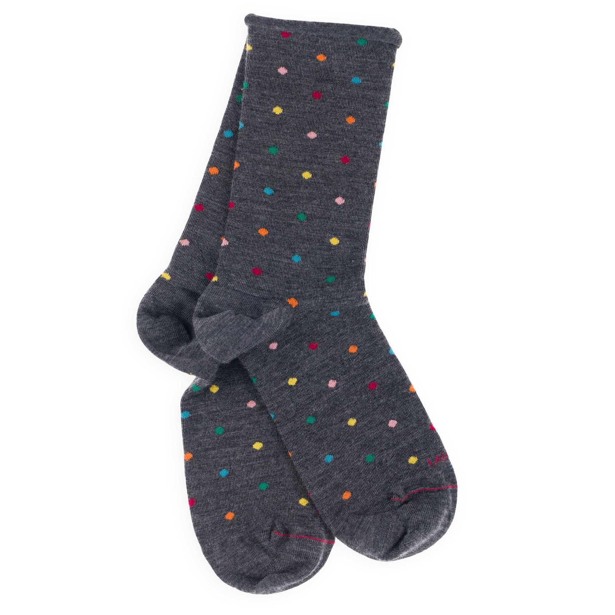 Chaussettes en laine mérinos Anthracite - Motifs pois
