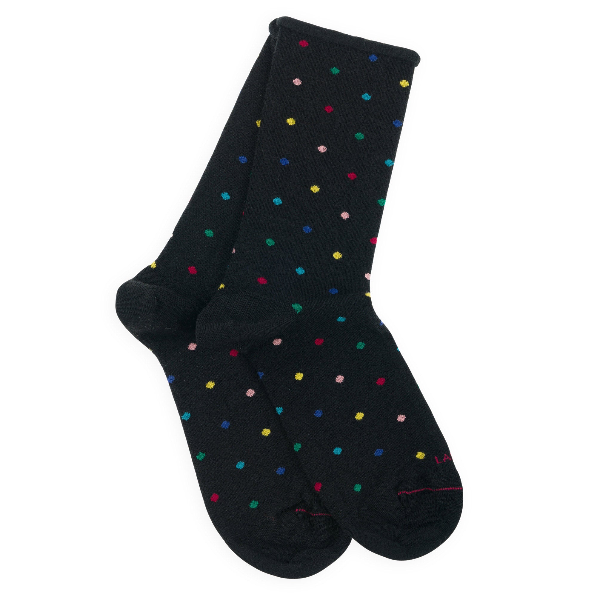 Chaussettes en laine mérinos Noir - Motifs pois