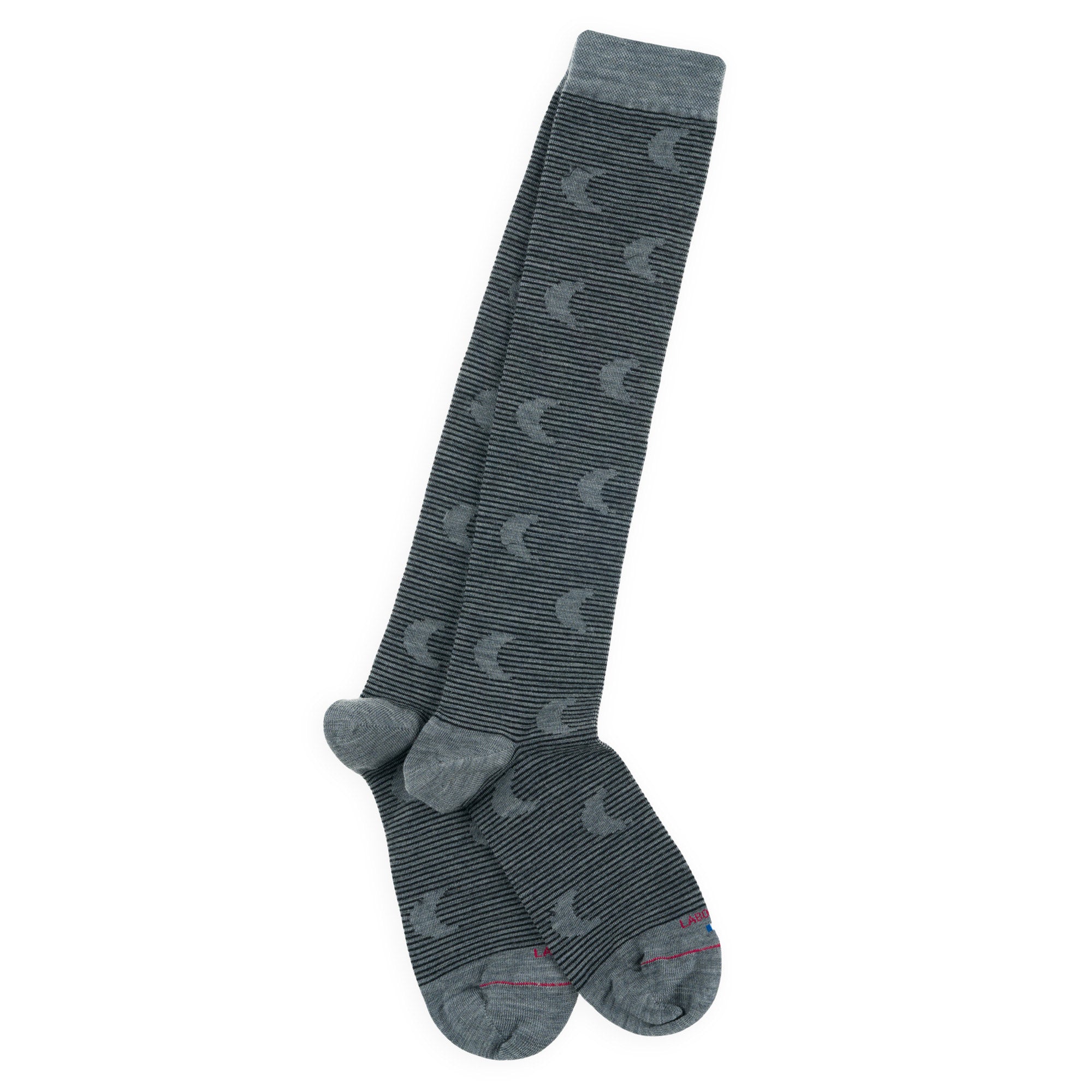 Chaussettes hautes en laine mérinos Gris fer - Motifs lunes