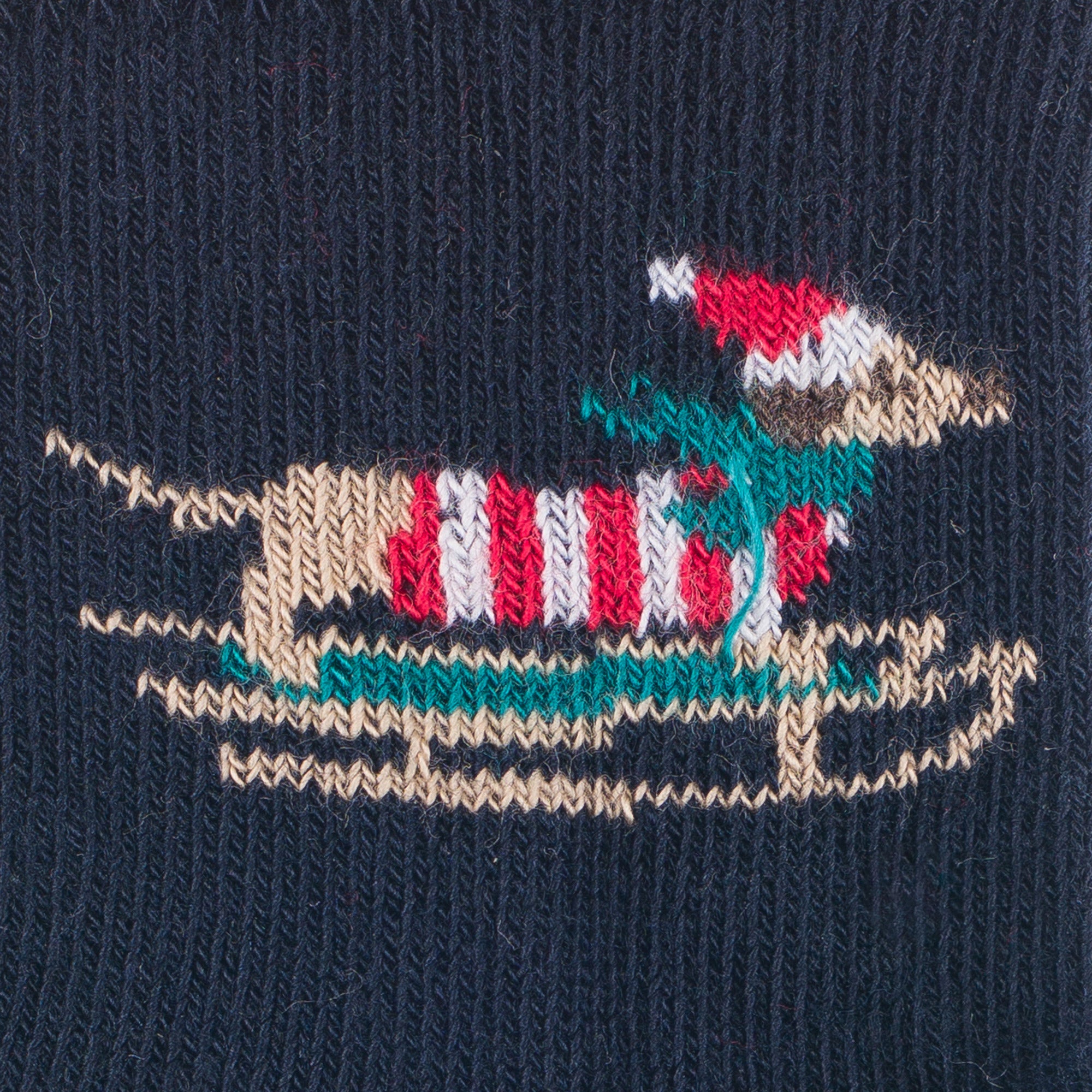 Chaussettes bébé en coton Marine - Motif teckel de Noël
