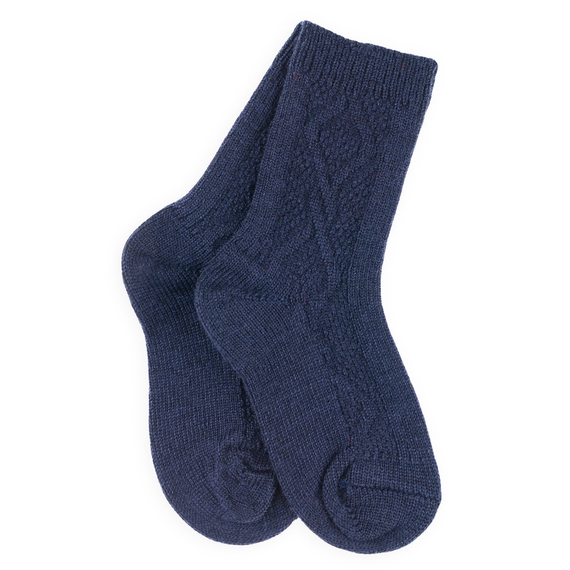 Chaussettes hautes bébé en laine mérinos Marine - Torsade