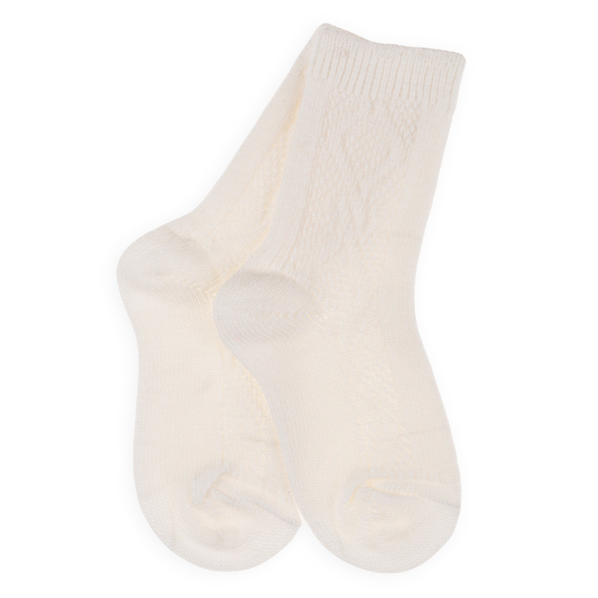 Chaussettes hautes bébé en laine mérinos Ecru - Torsade