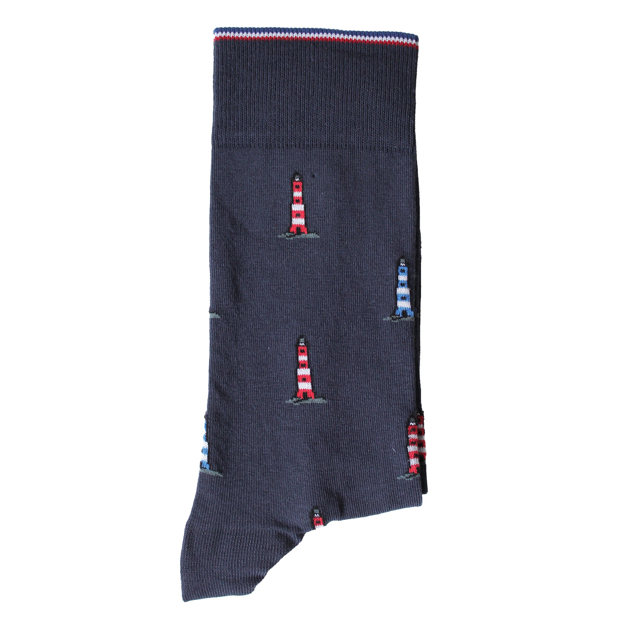 Chaussettes coton bleu marine phares homme
