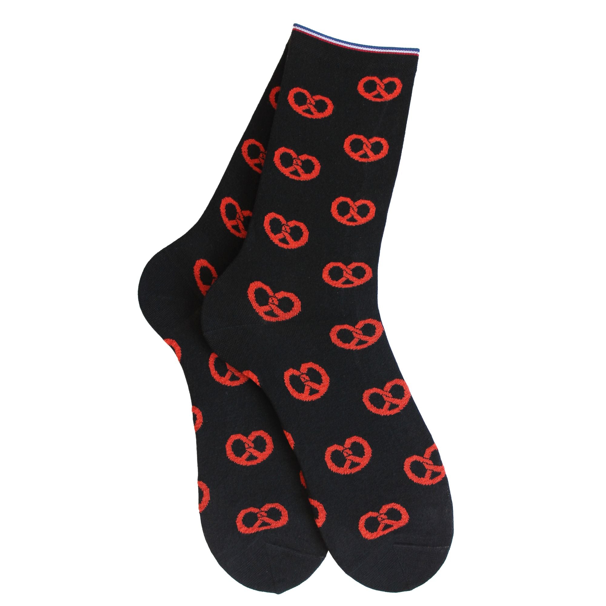 Mi-chaussettes noir bretzels femme