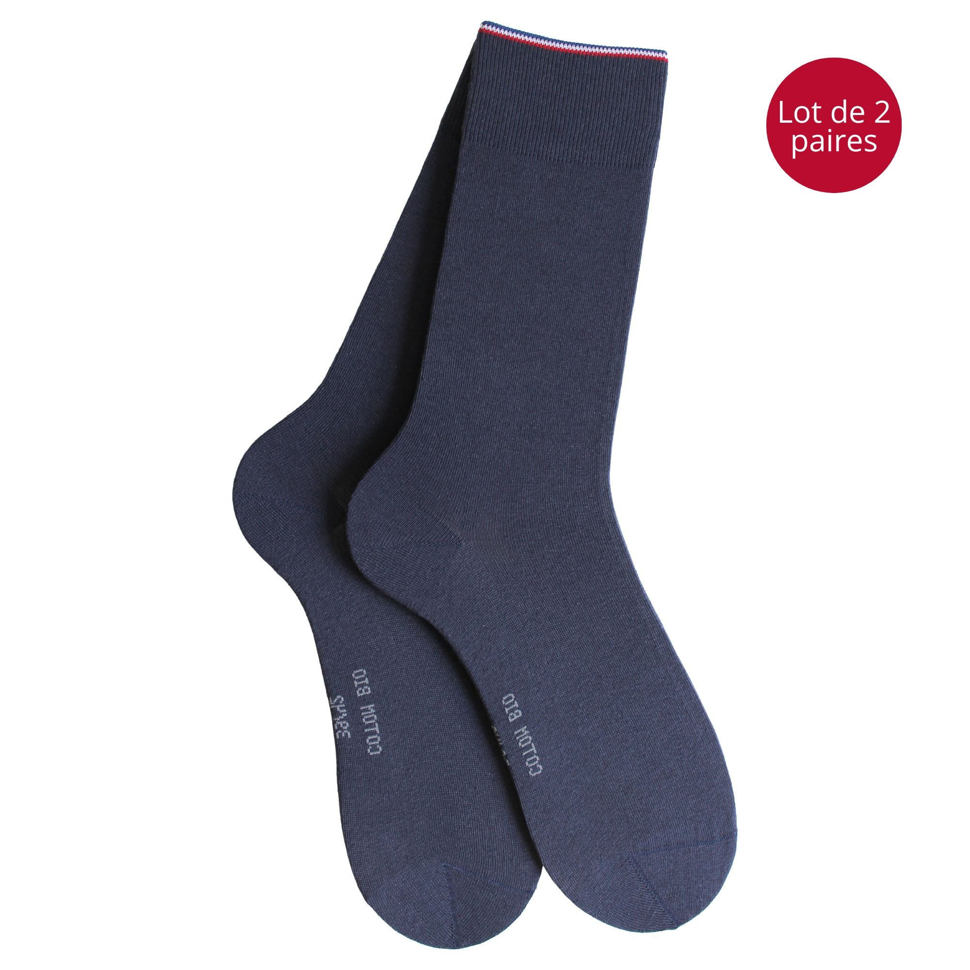 Lot de 2 Mi-chaussettes coton bio marine homme