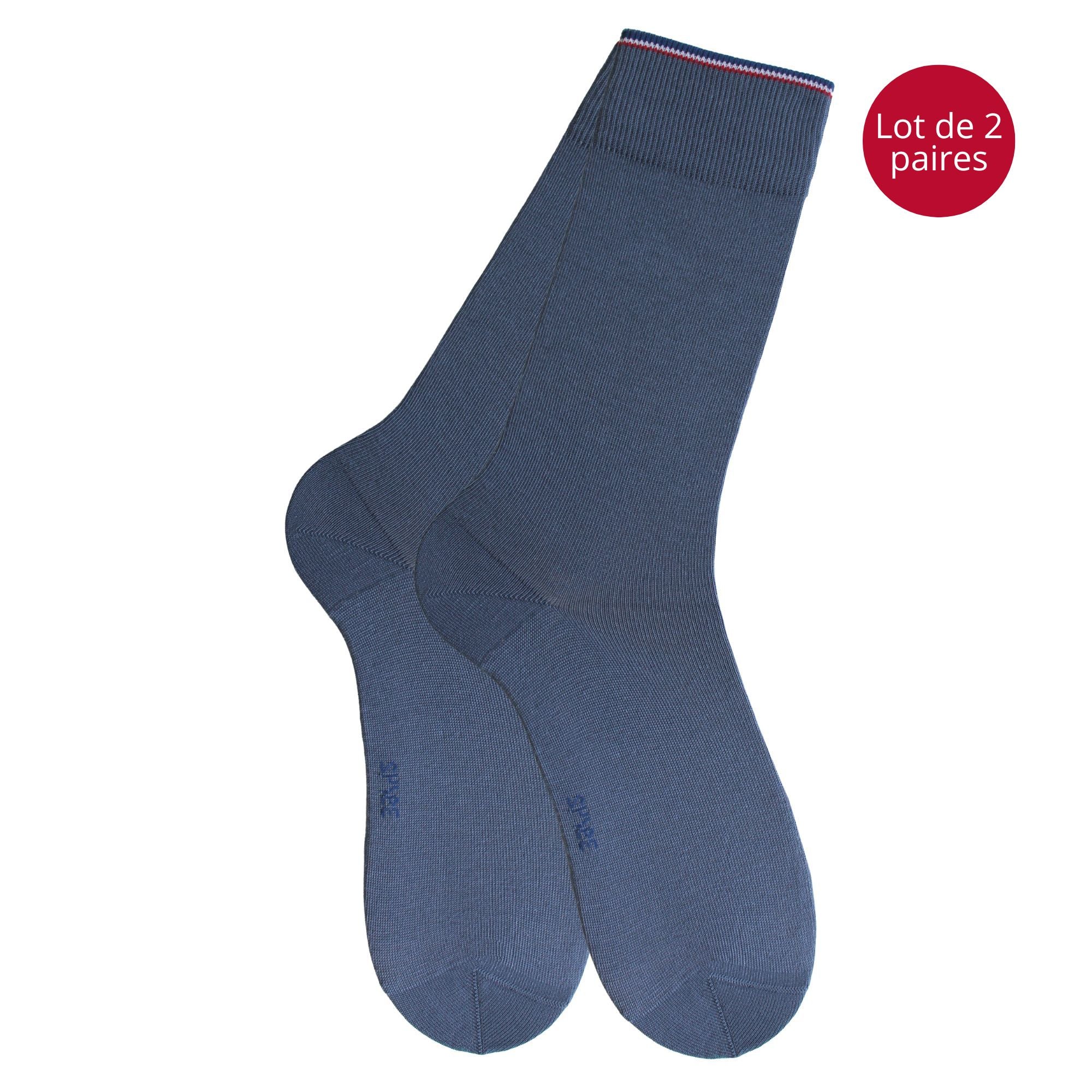 Lot de 2 Chaussettes coton bio bleu homme