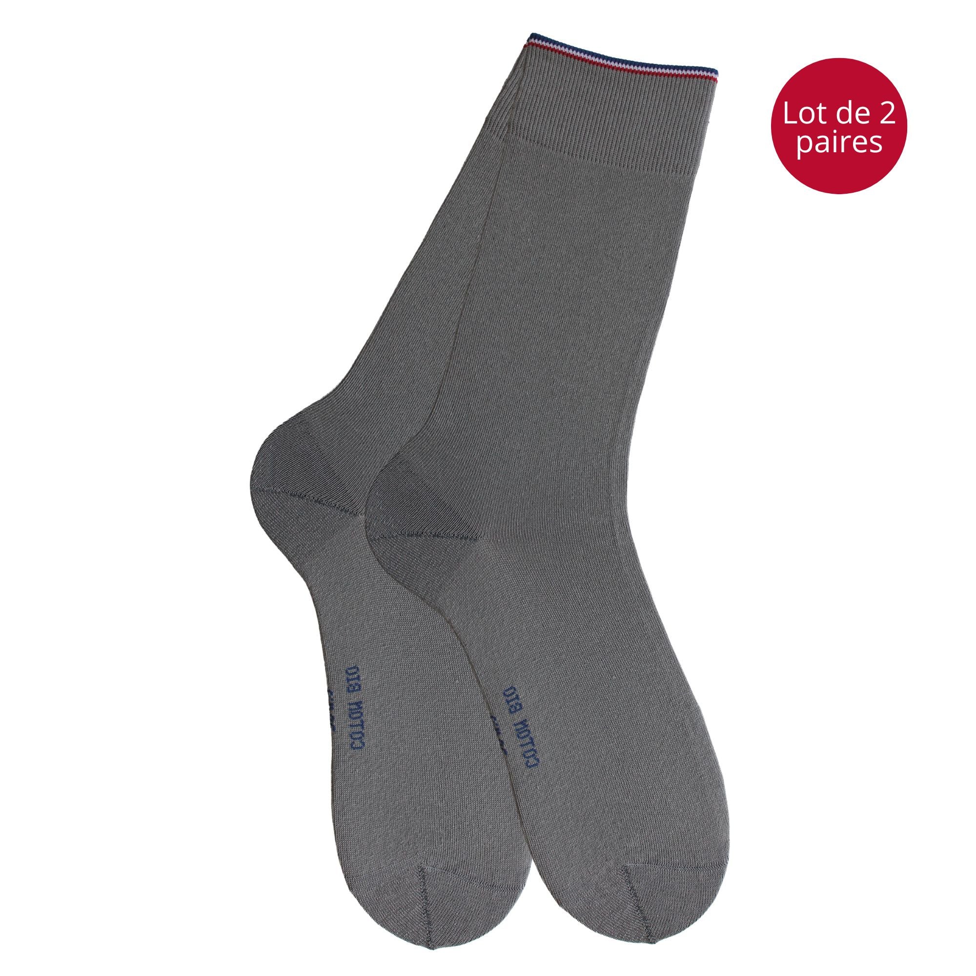 Lot de 2 Chaussettes coton bio gris homme