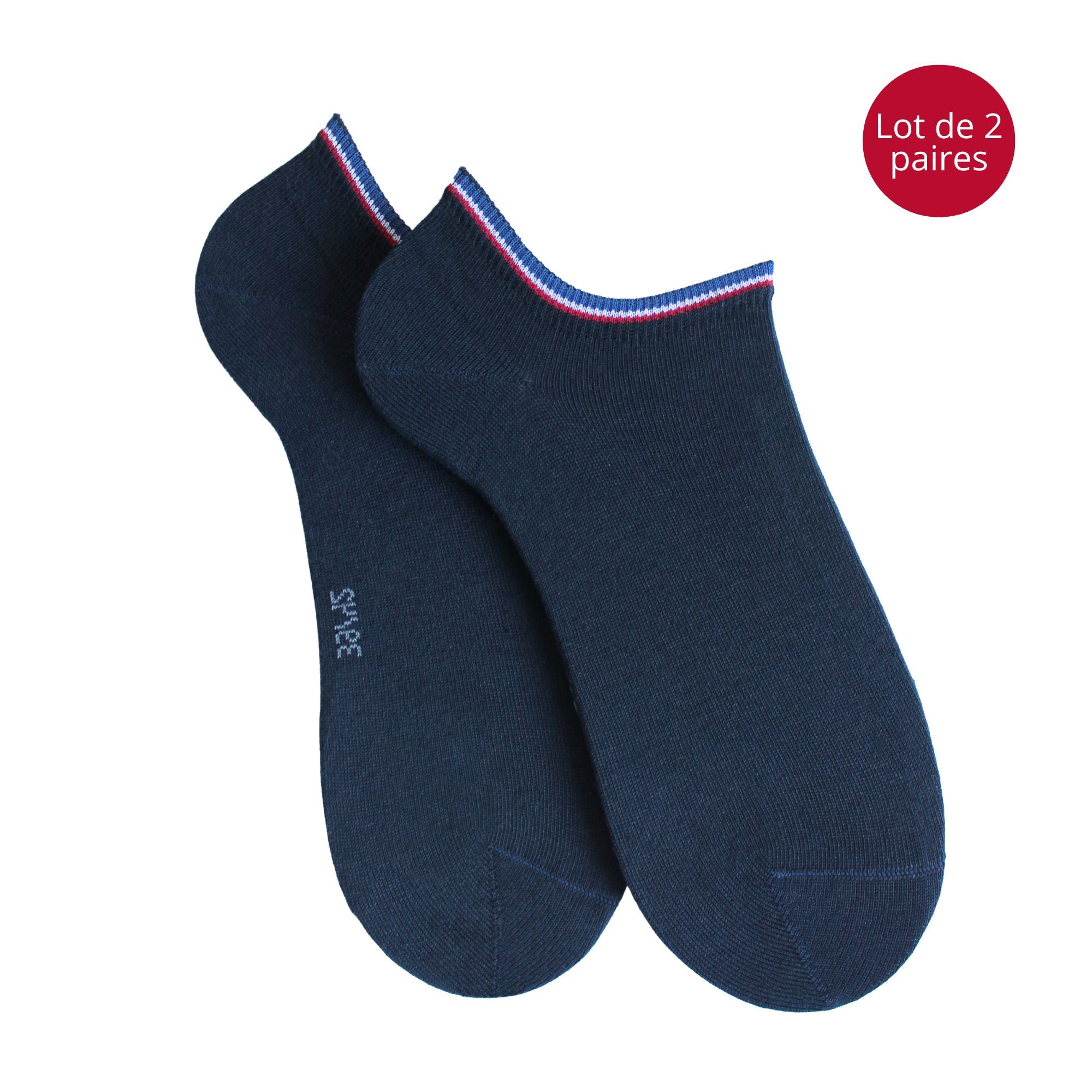 Lot de 2 Mini-socquettes coton bio marine homme