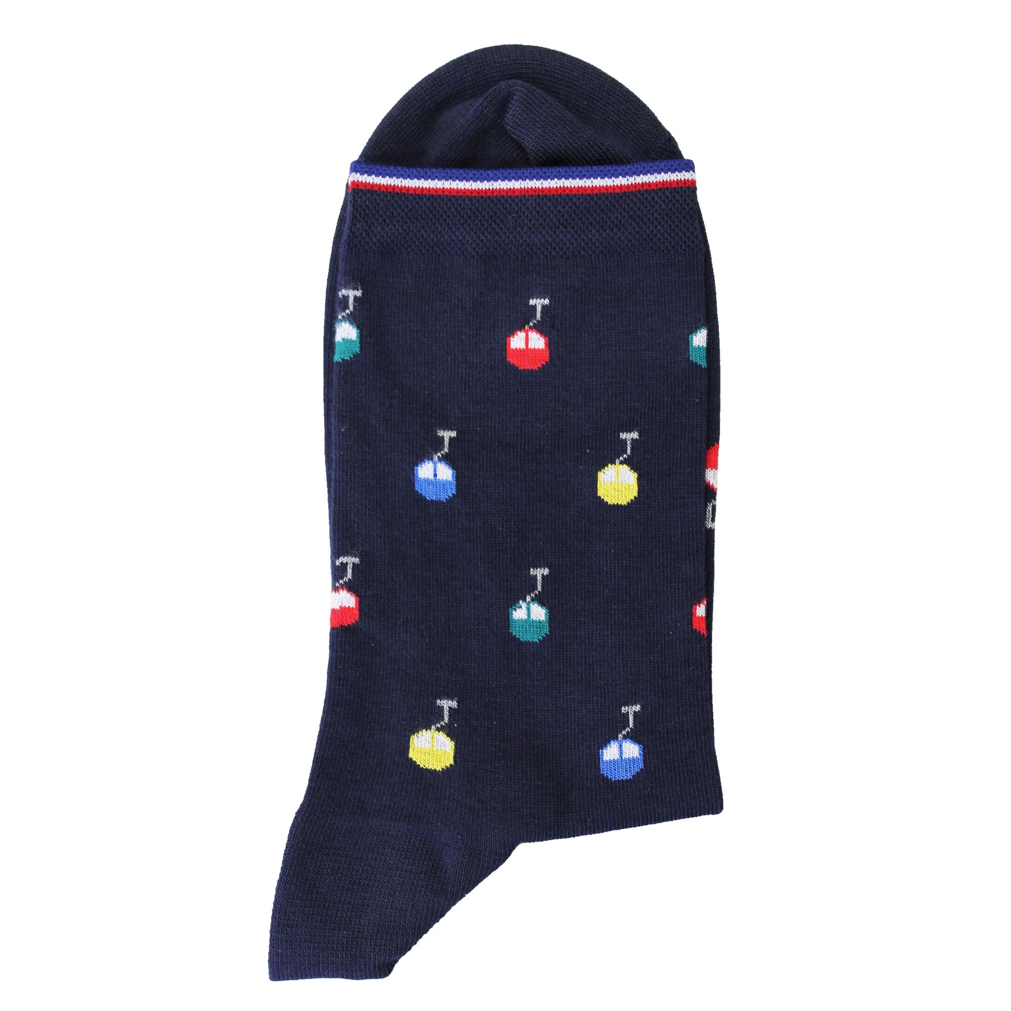 Chaussettes coton marine téléphériques femme