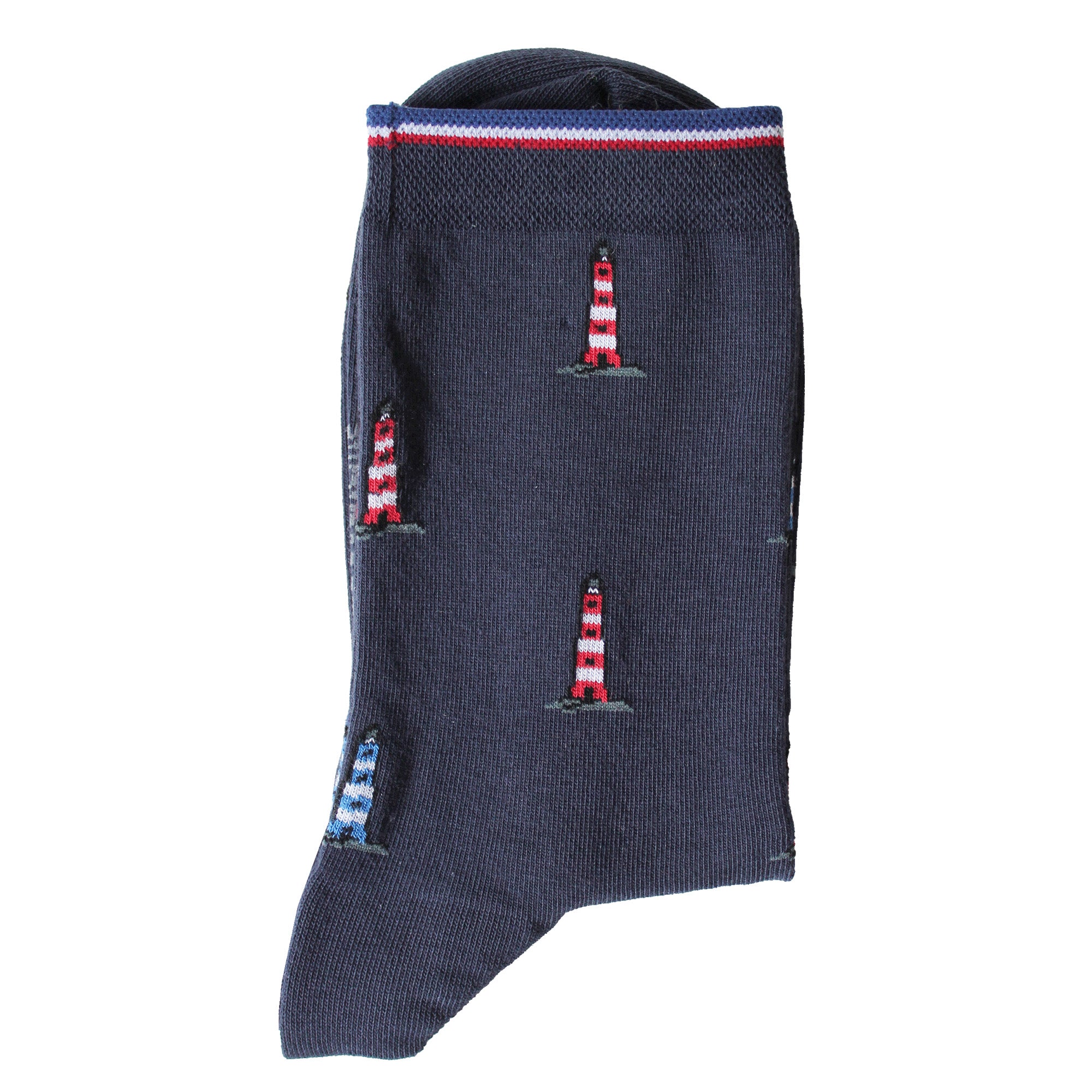 Chaussettes coton bleu marine phares femme