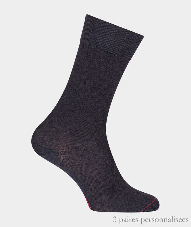 Coffret de Chaussettes Unies jersey personnalisées Coton Homme Noir