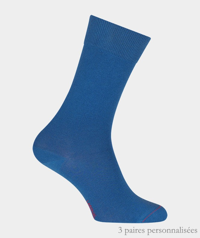 Coffret de Chaussettes Unies jersey personnalisées Coton Homme Bleu
