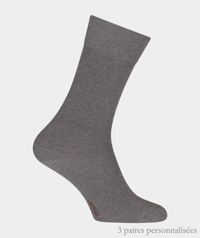Coffret de Chaussettes Unies jersey personnalisées Coton Homme Gris