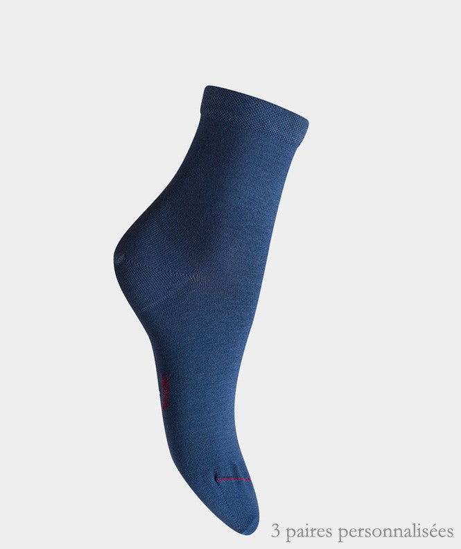 Coffret de Socquettes Unies jersey personnalisées Coton Femme Bleu