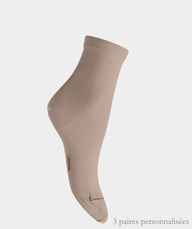 Coffret de Socquettes Unies jersey personnalisées Coton Femme Beige