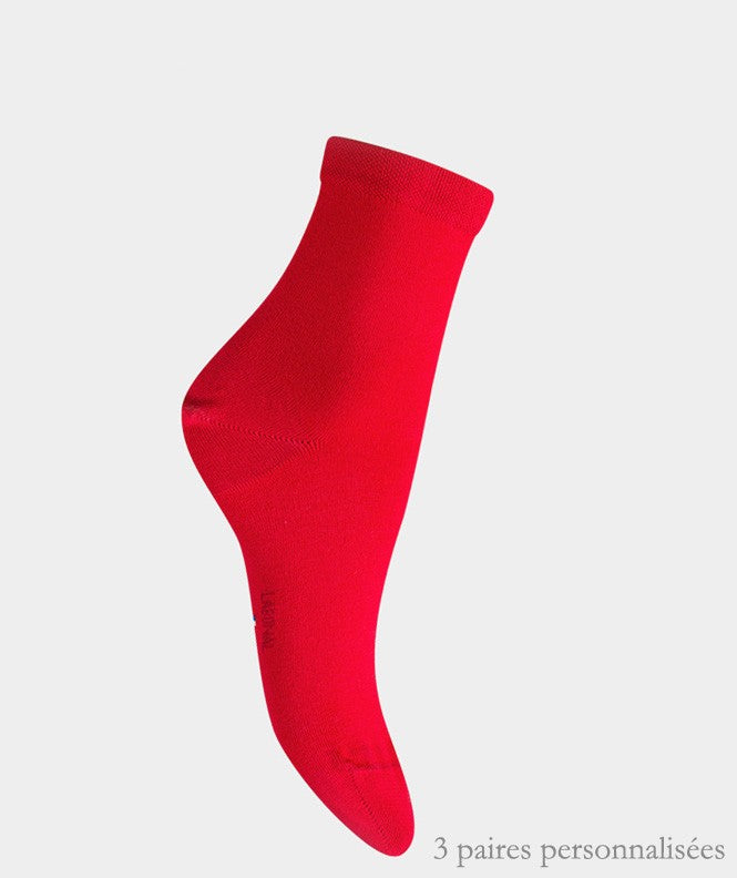 Coffret de Socquettes Unies jersey personnalisées Coton Femme Rouge
