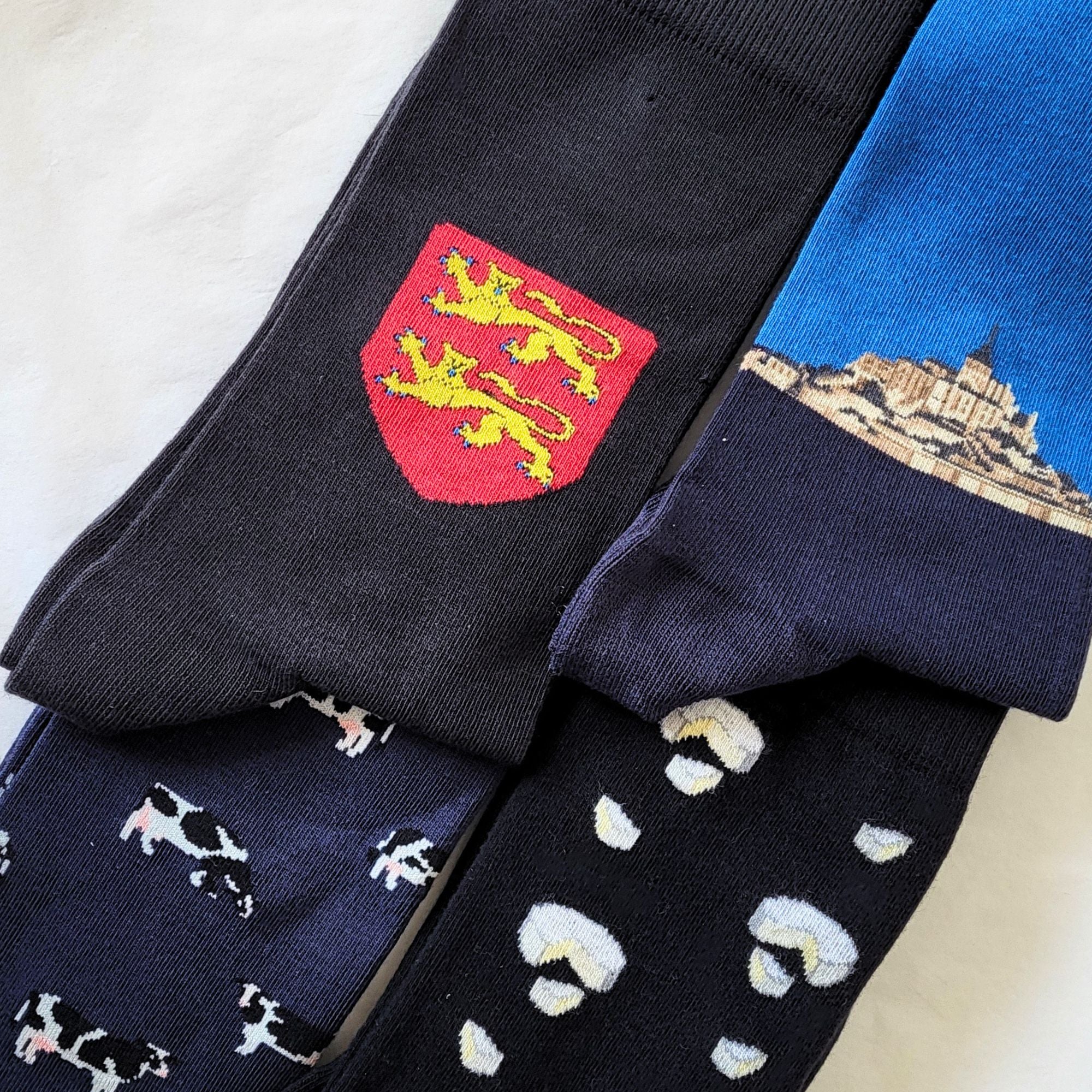 Chaussettes coton bleu Mont-Saint-Michel homme