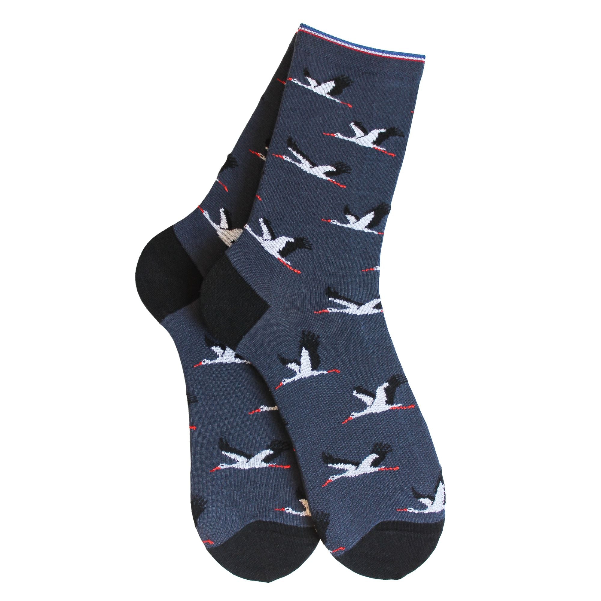 Mi-chaussettes marine cigognes femme