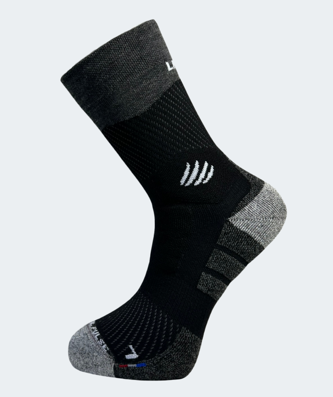 Chaussette Randonnée Pulse Laine Merinos Noir