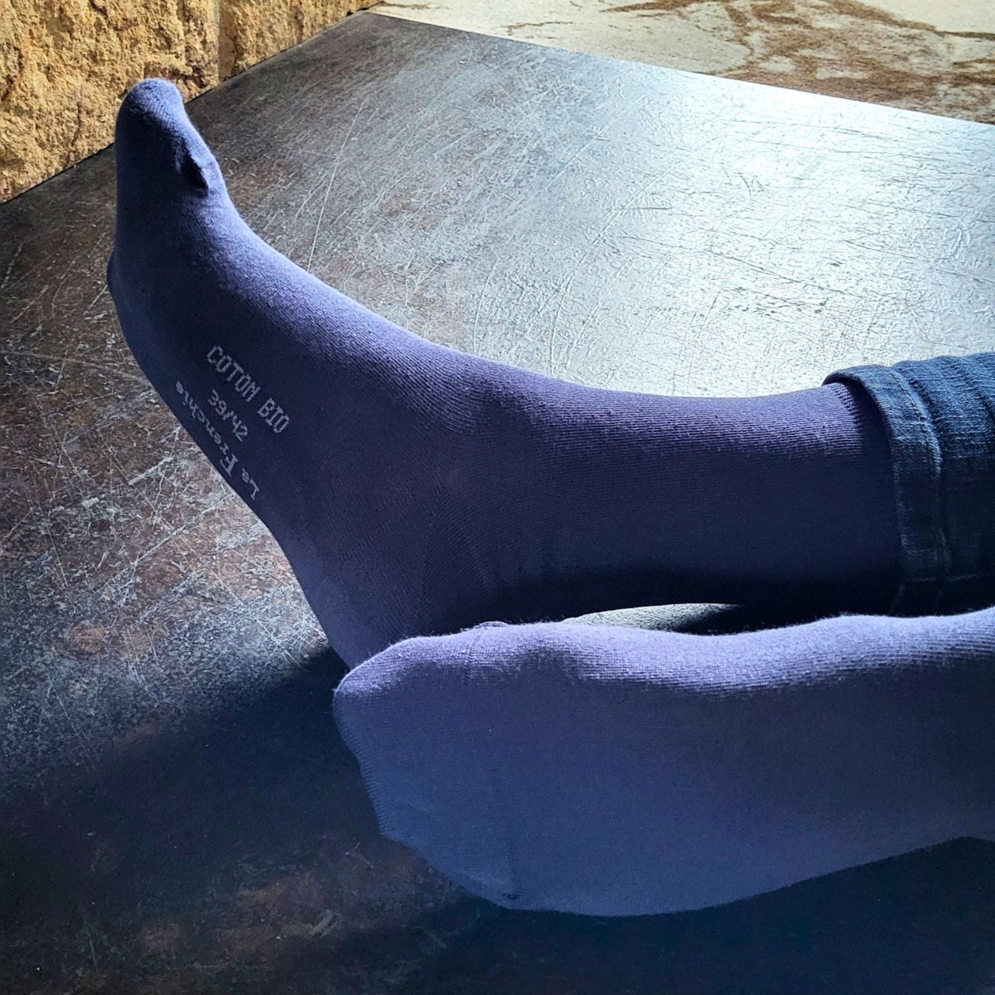Lot de 2 Chaussettes coton bio bleu homme