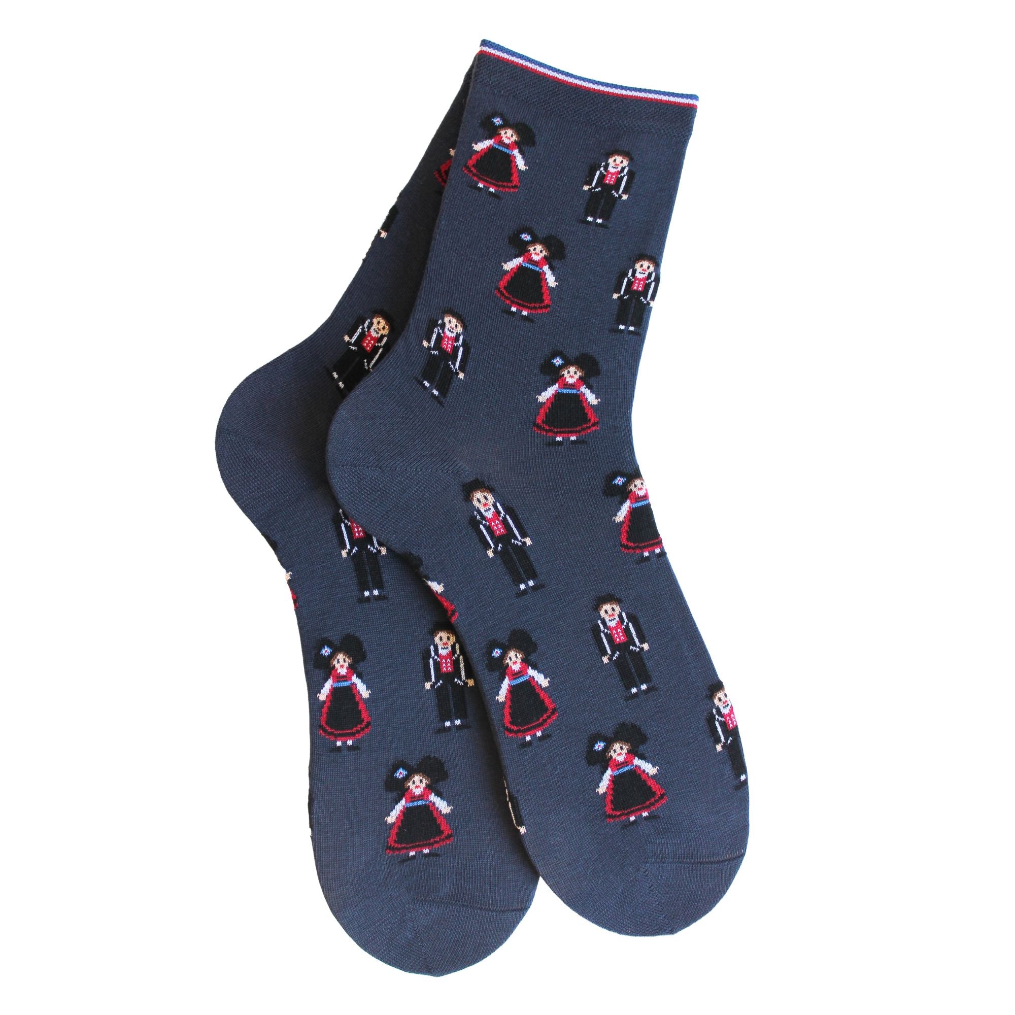 Mi-chaussettes bleu marine alsaciens femme