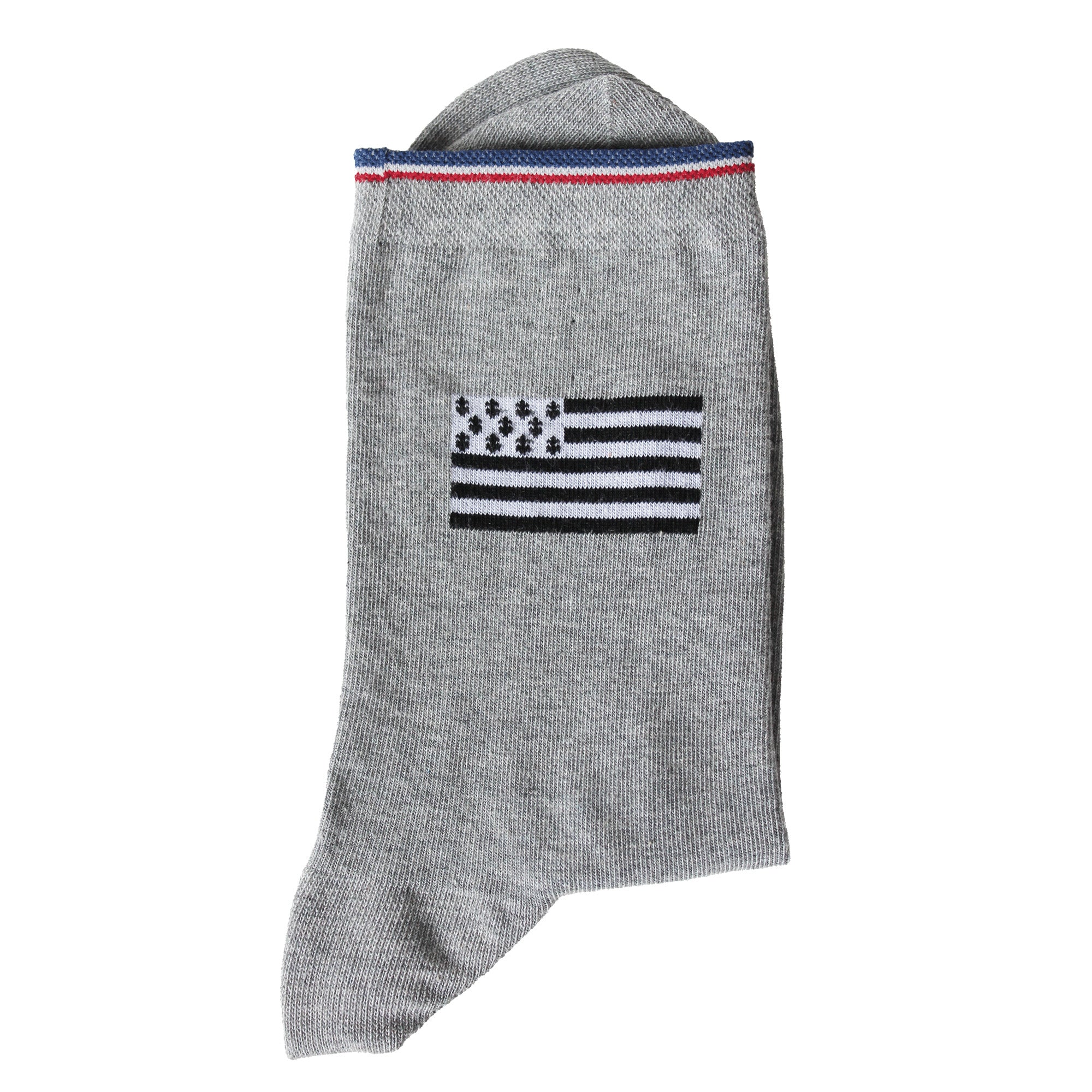 Chaussettes coton gris drapeau breton femme