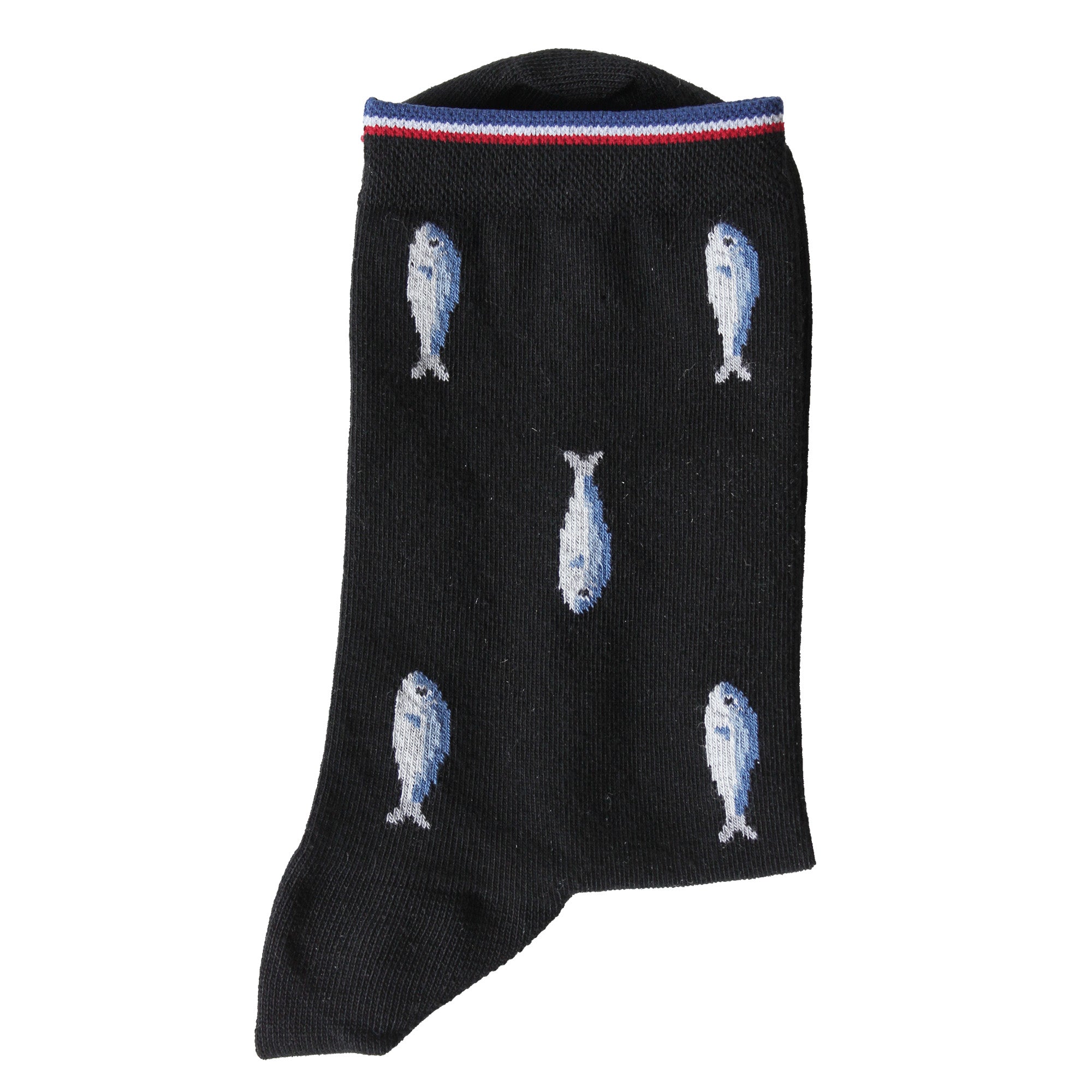 Chaussettes coton noir sardines femme