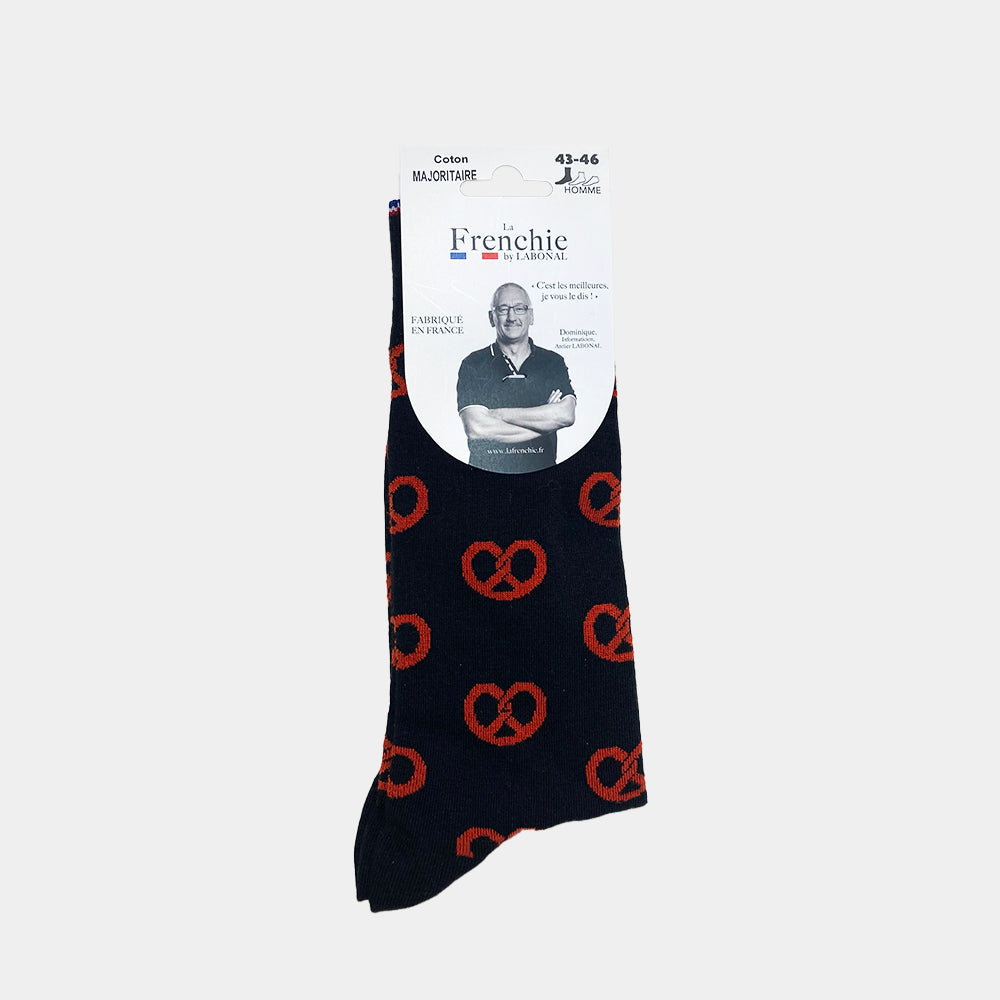 Mi-chaussettes noir bretzels homme
