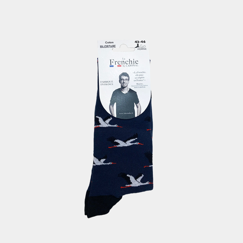 Mi-chaussettes marine cigognes homme