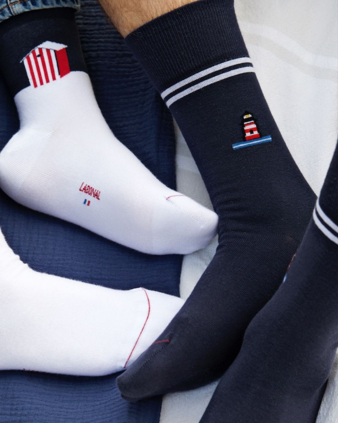 Chaussettes en coton Marine - Motif phare