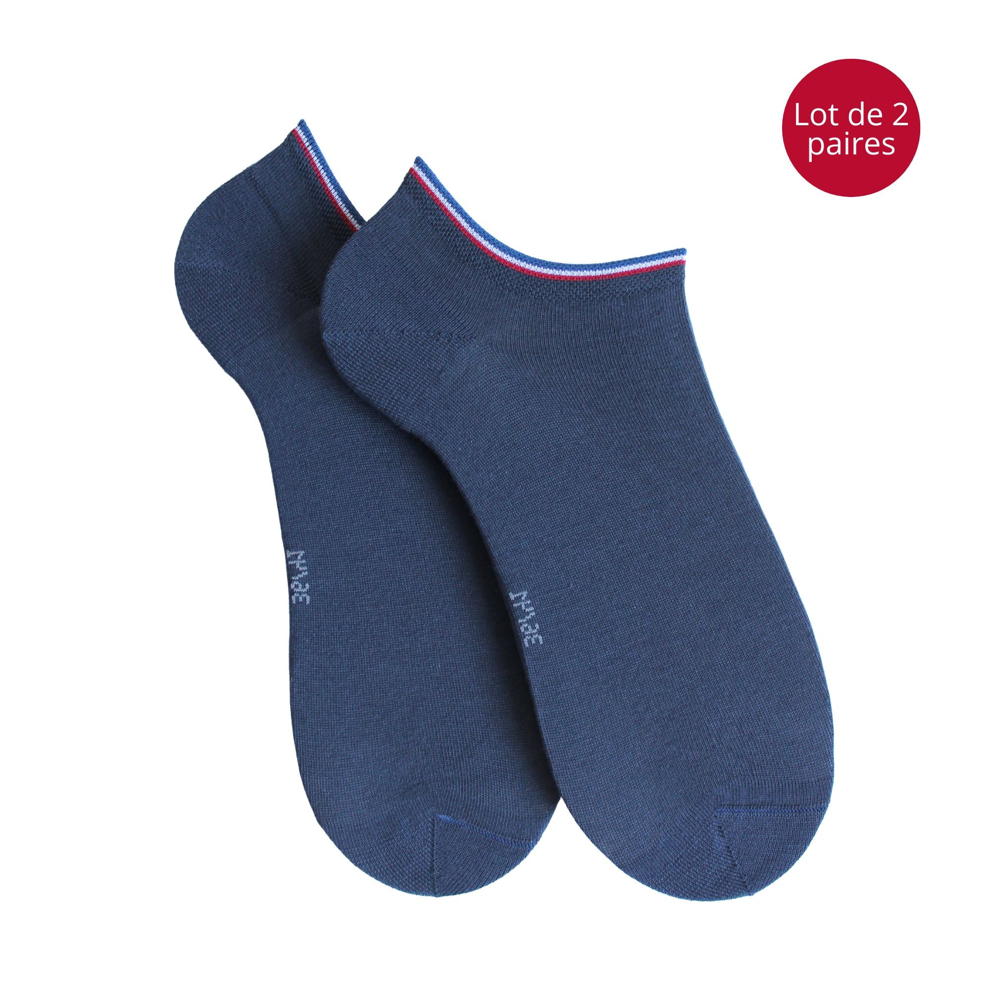 Lot de 2 Mini-socquettes coton bio marine femme