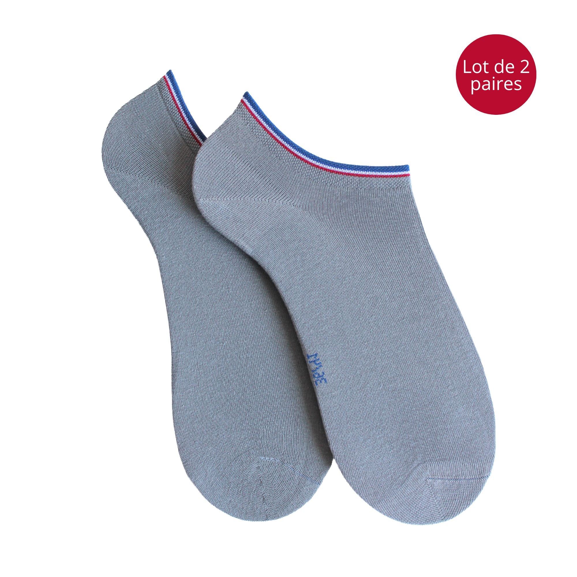 Lot de 2 Mini-socquettes coton bio gris femme