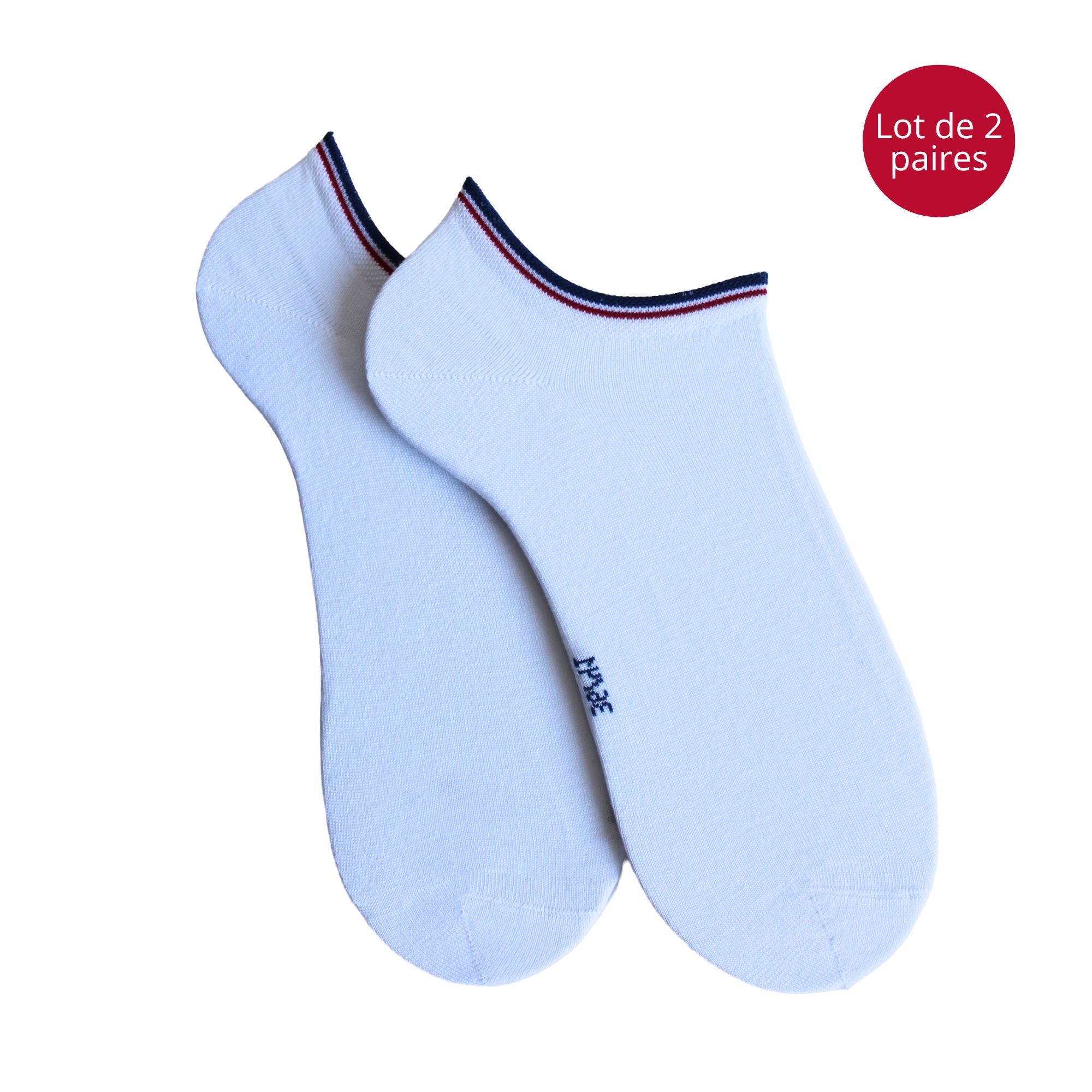 Lot de 2 Mini-socquettes coton bio blanc femme