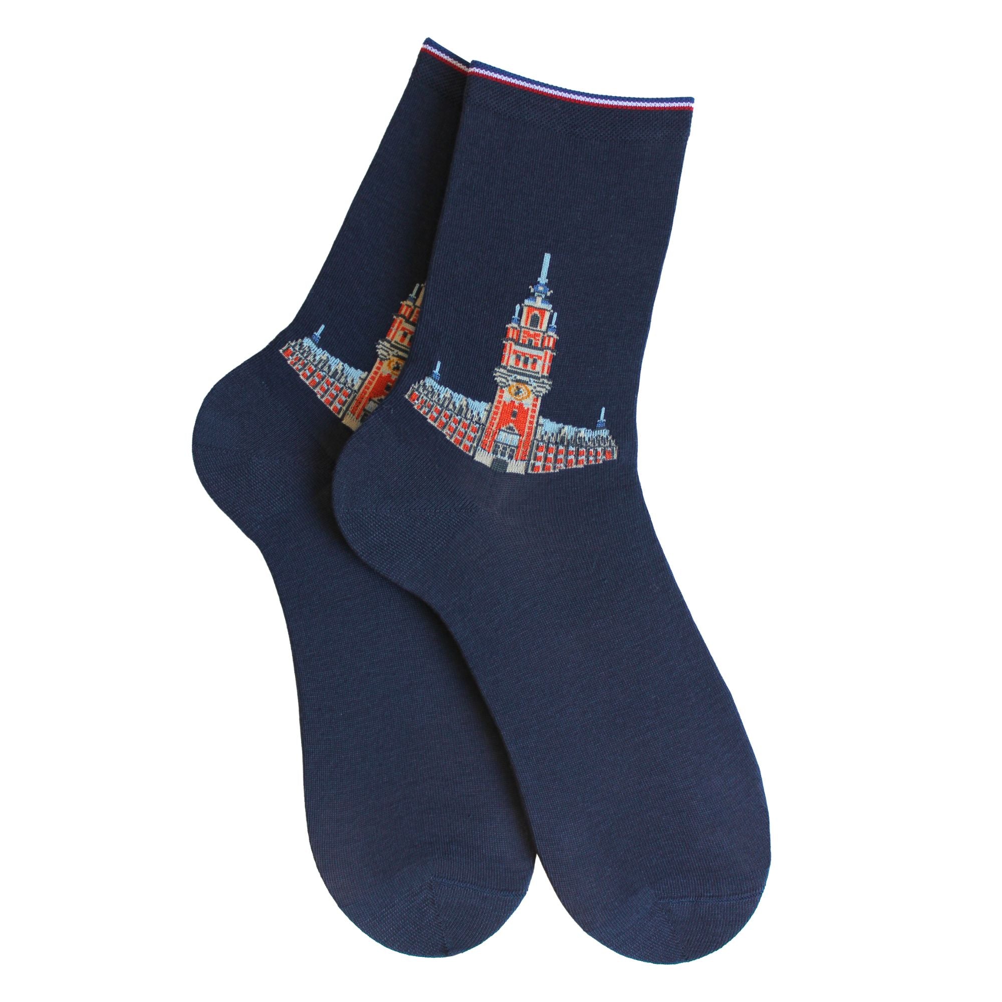 Chaussettes coton bleu marine beffroi femme