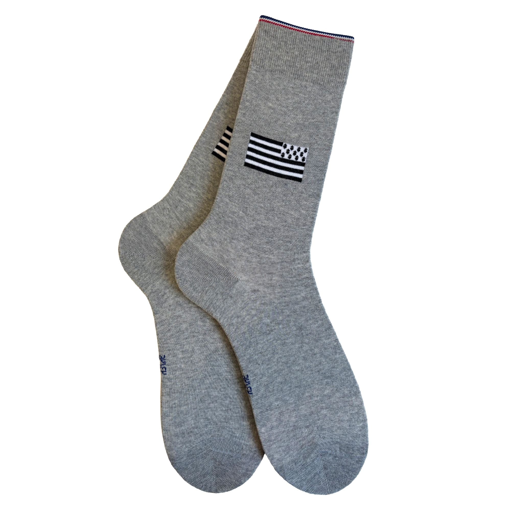 Chaussettes coton gris drapeau breton homme