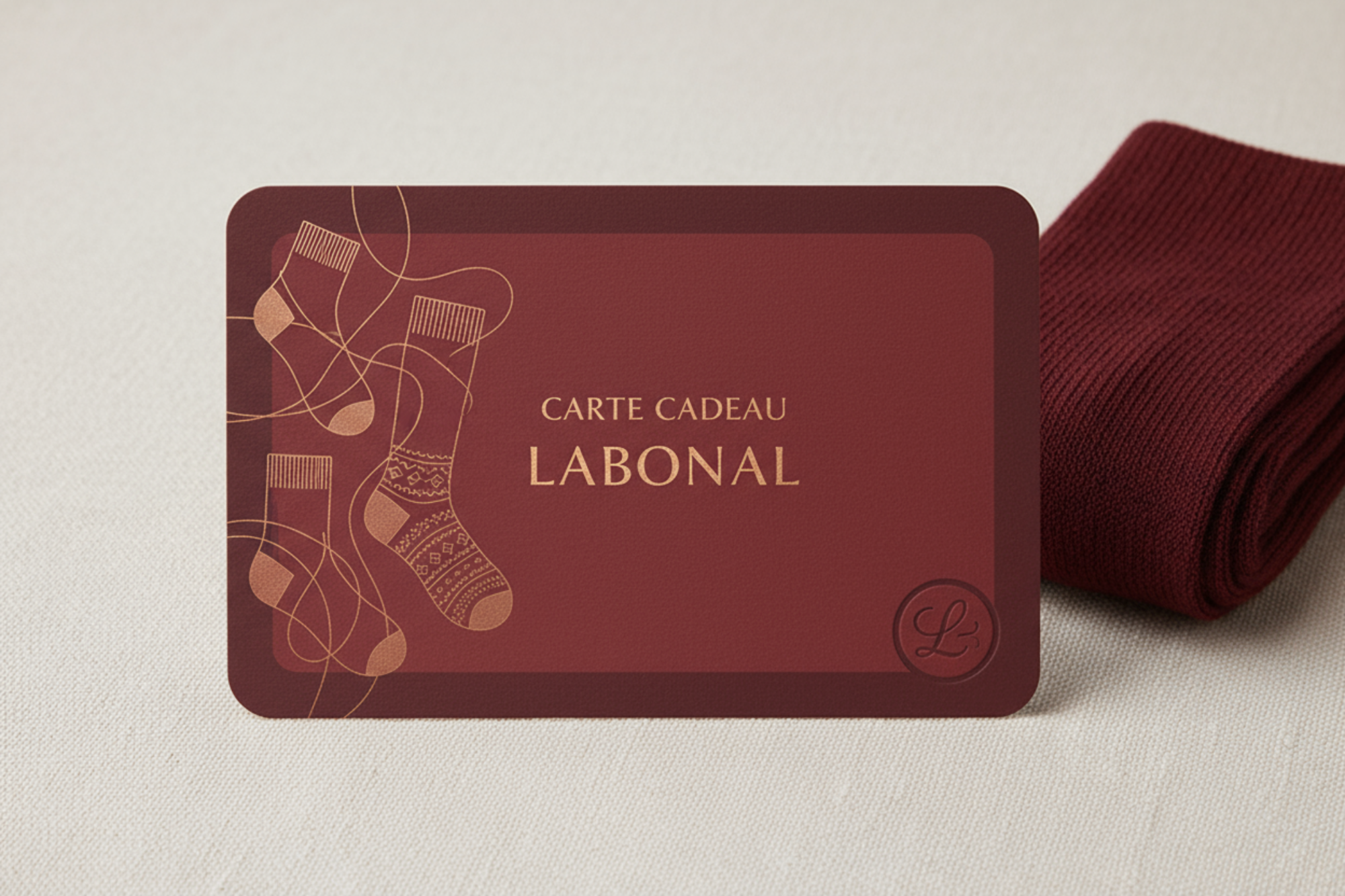 carte cadeau rouge chaussettes Labonal sobre