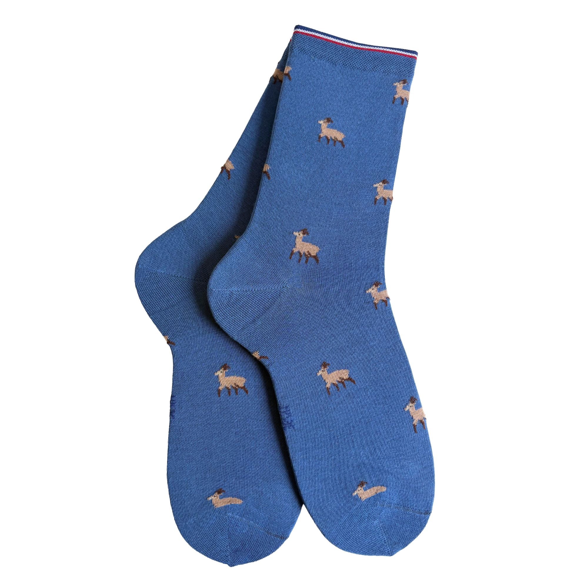 Chaussettes coton bleu chamois femme