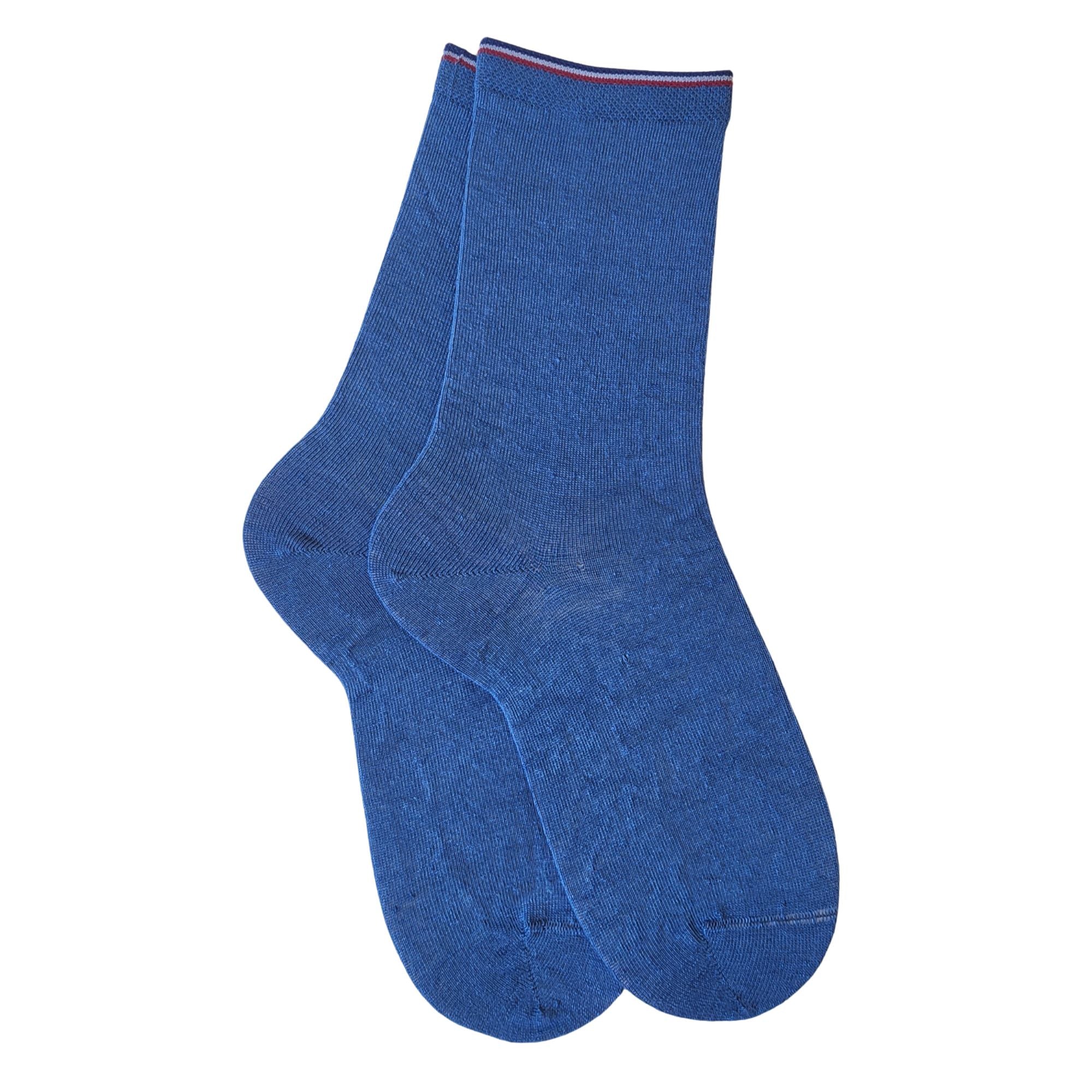 Chaussettes en lin bleu femme