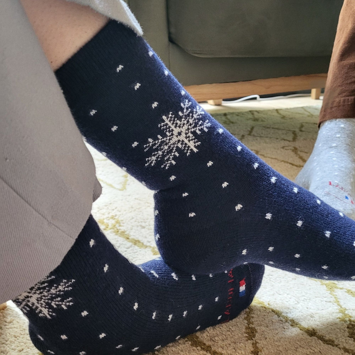 Chaussettes laine et cachemire bleu flocon