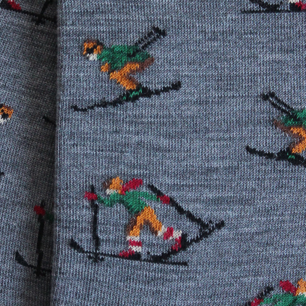 Chaussettes laine gris motif skieurs