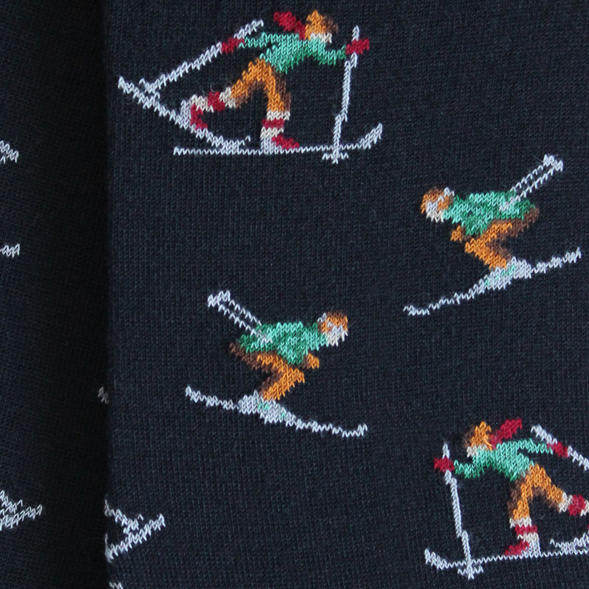 Chaussettes laine bleu motif skieurs