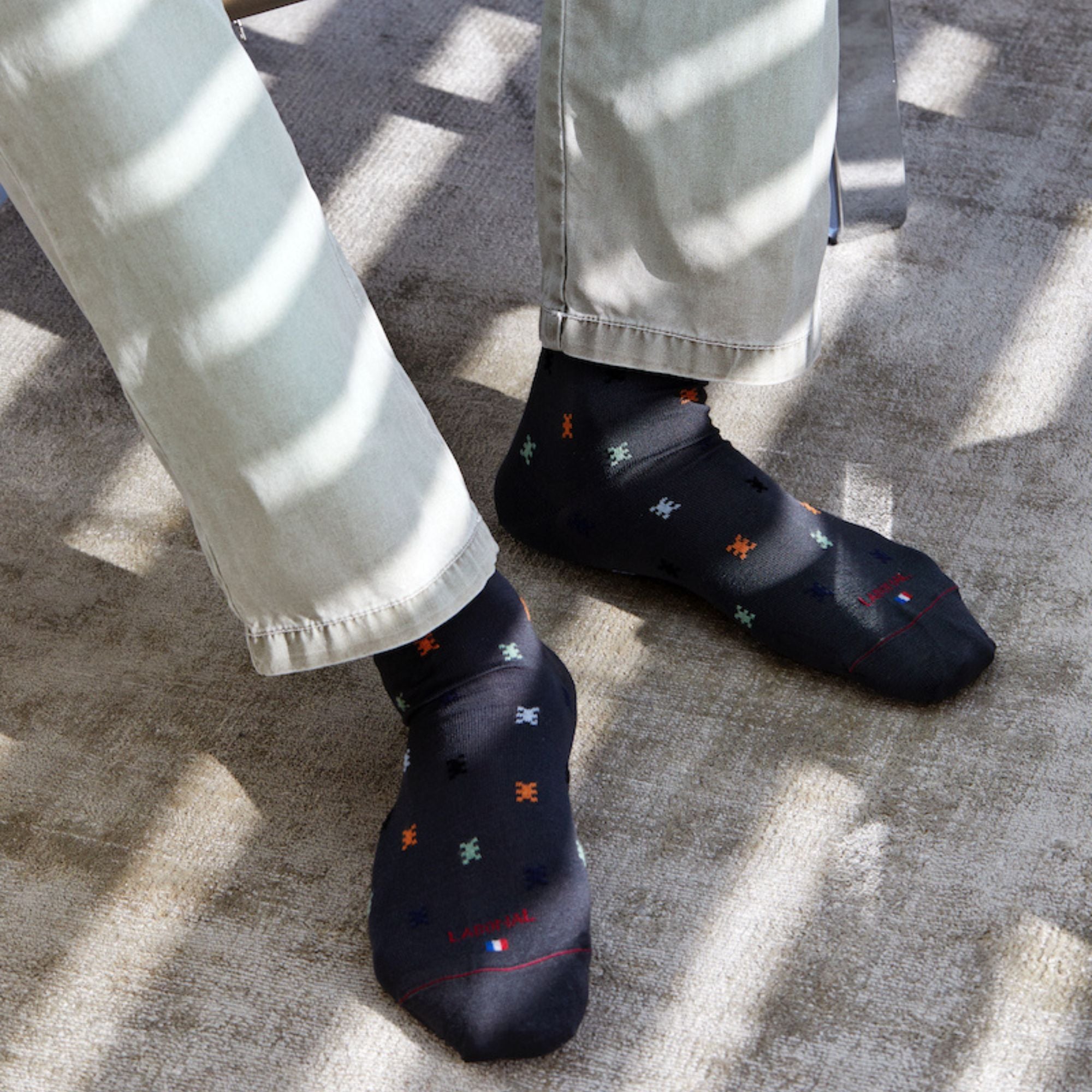 Chaussettes en fil d'écosse Gris - Semis coloré