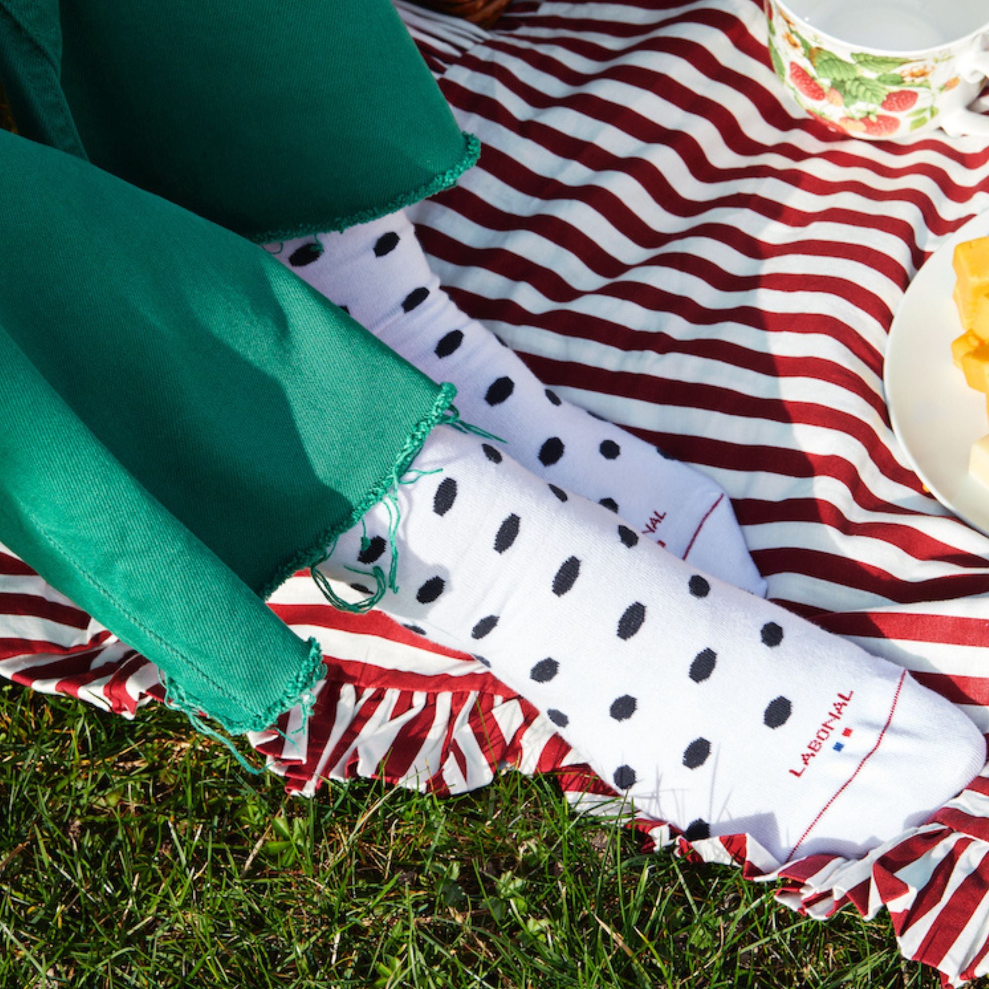 Socquettes en coton Blanc - Motifs pois