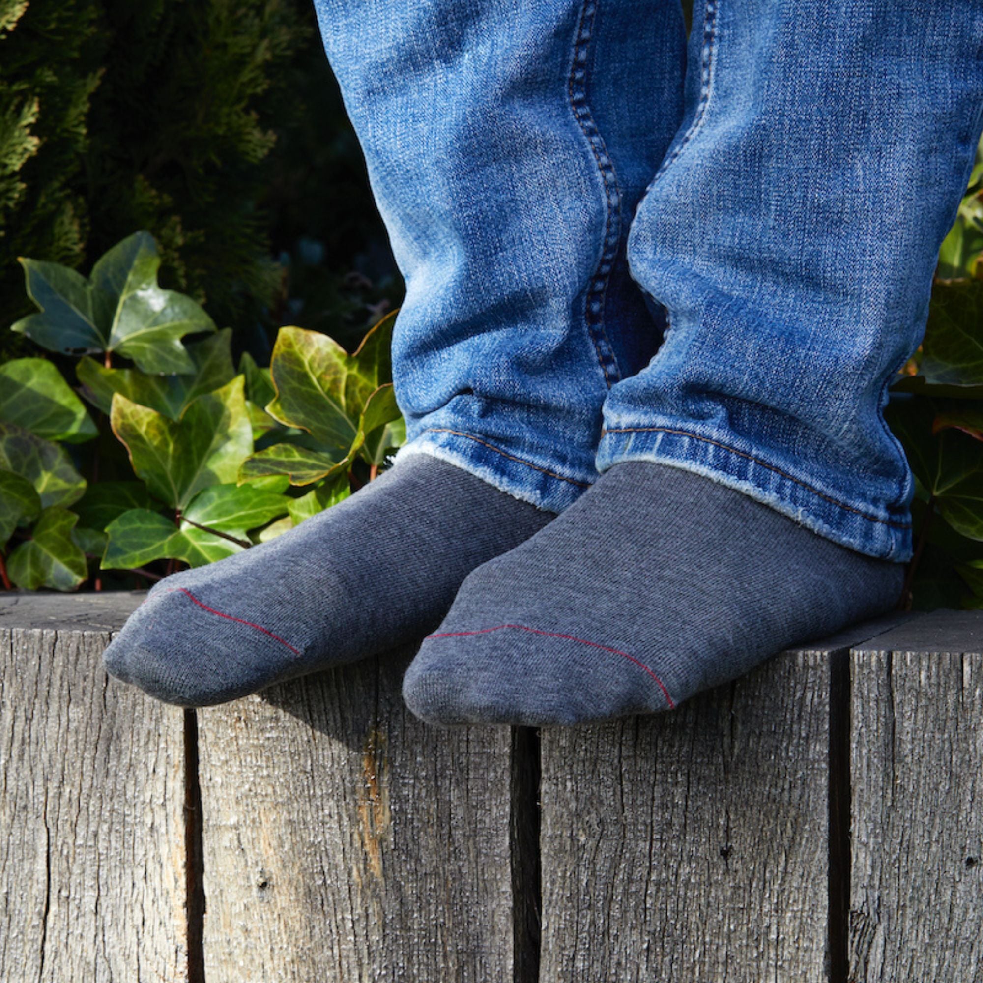Chaussettes en coton Gris chiné - Unies jersey