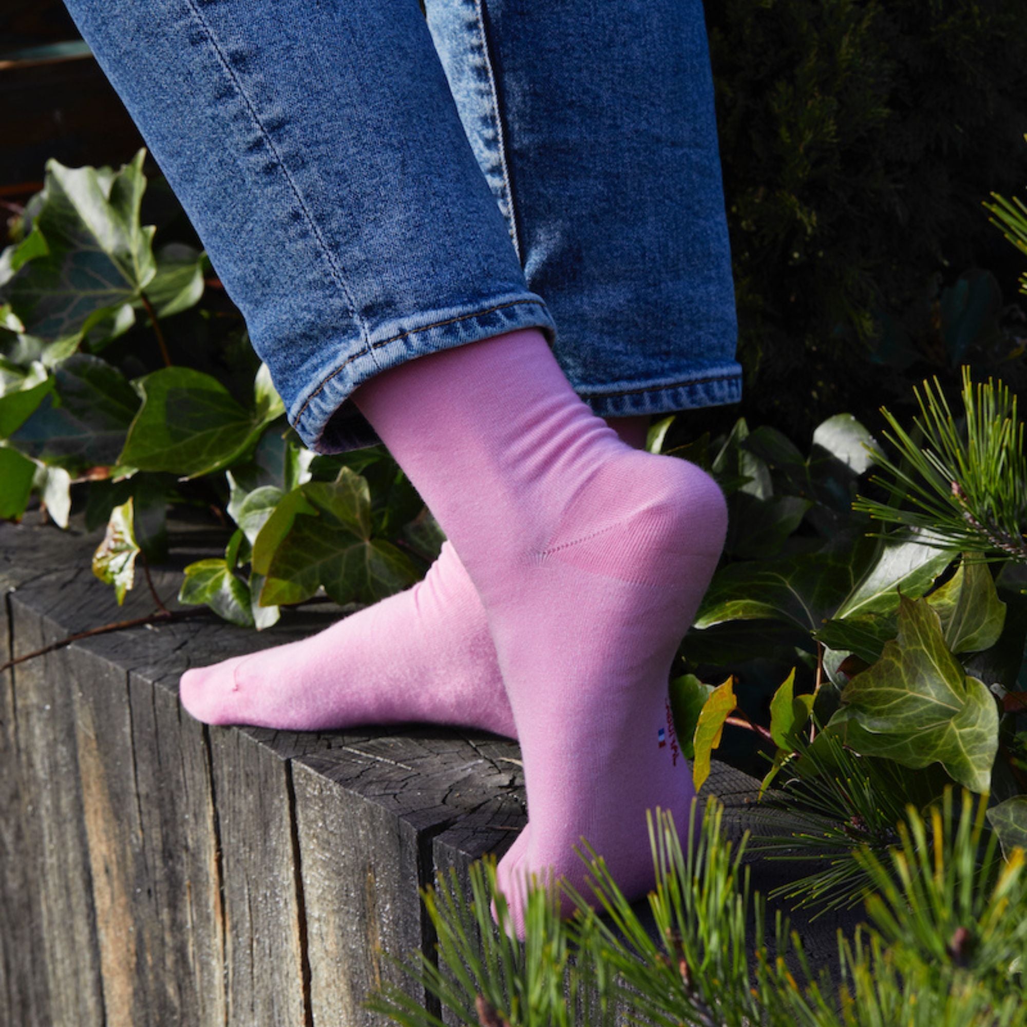 Socquettes en coton rose bonbon - Unies jersey