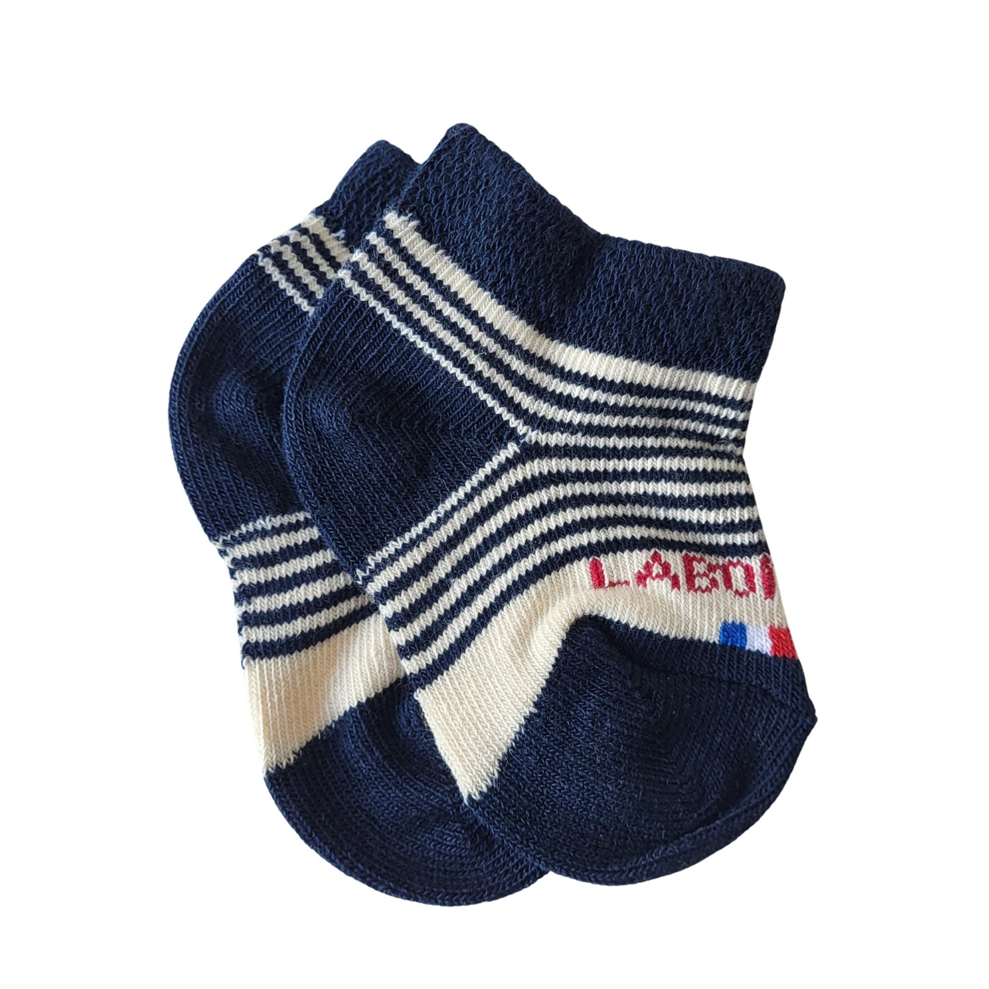 Chaussettes coton bleu rayures bébé