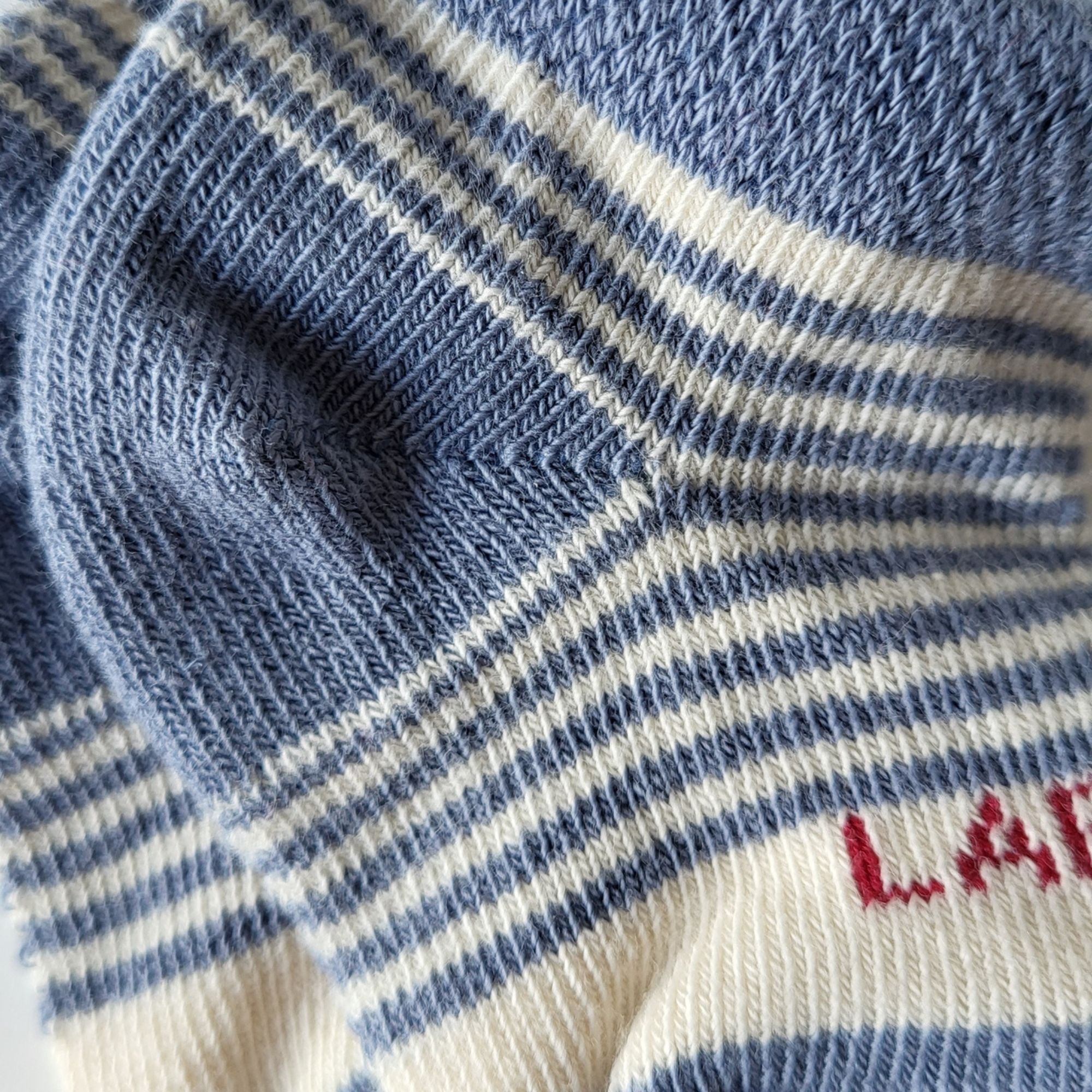 Chaussettes coton bleu ciel rayures bébé
