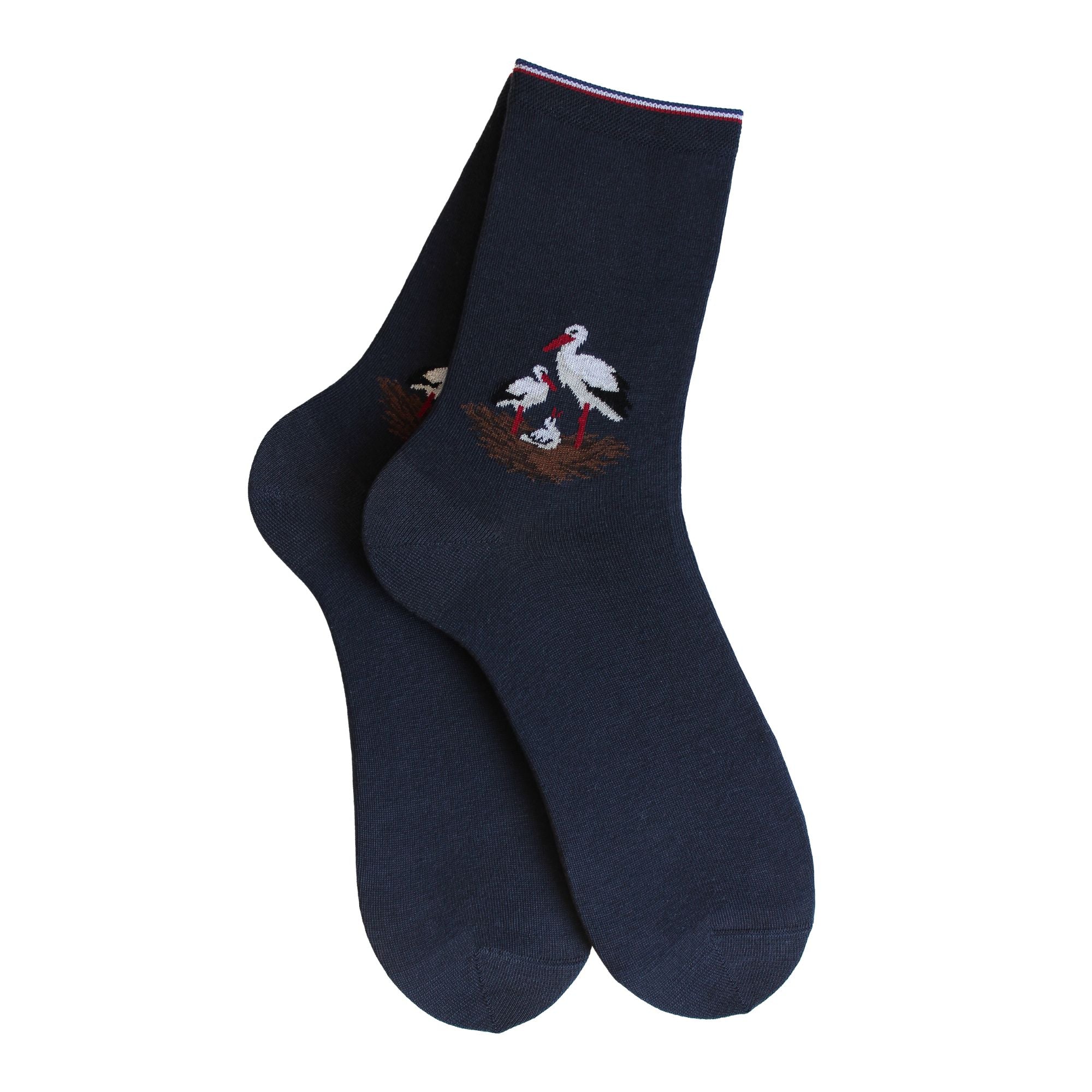 Chaussettes marine nid de cigognes femme