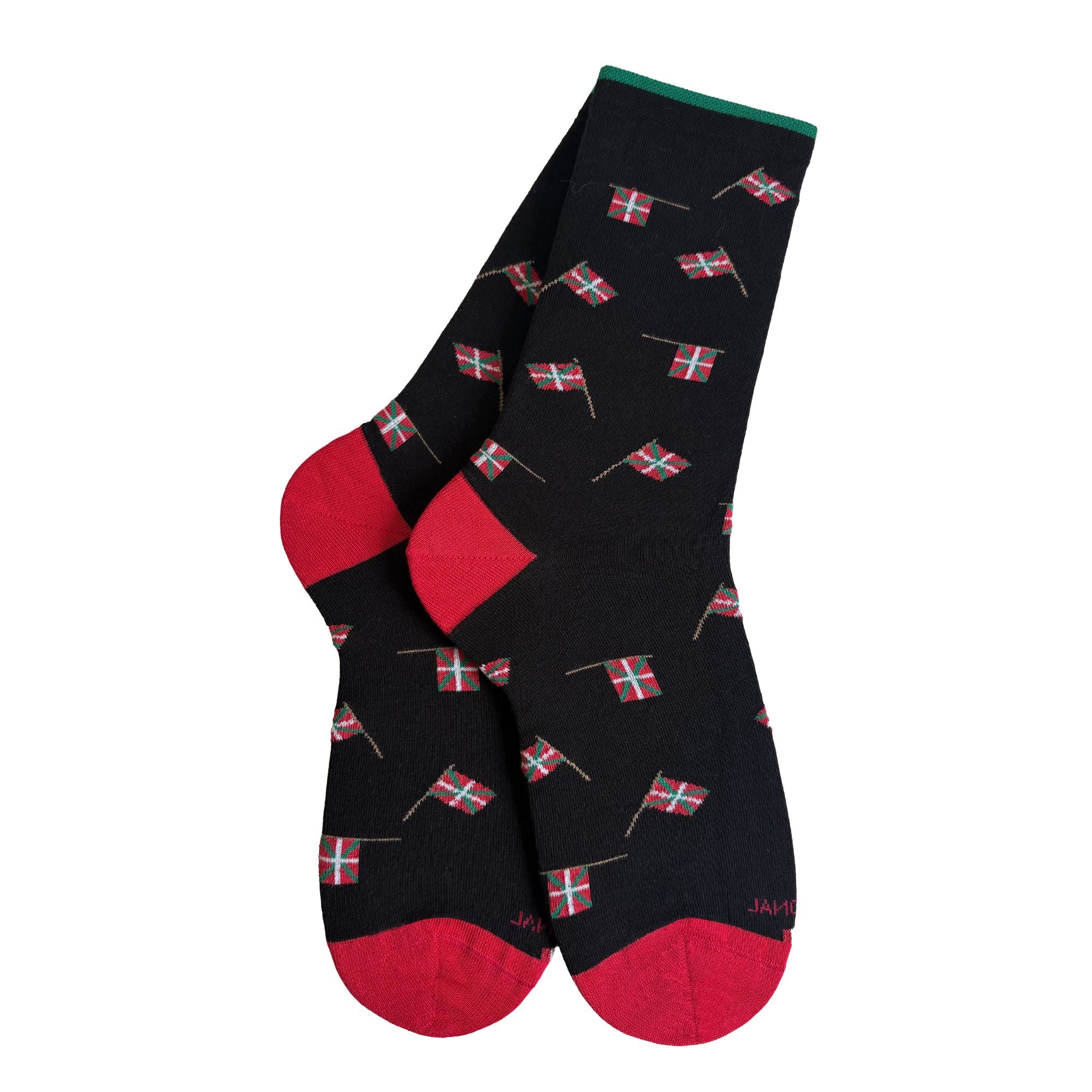 Chaussettes coton noir drapeau basque femme