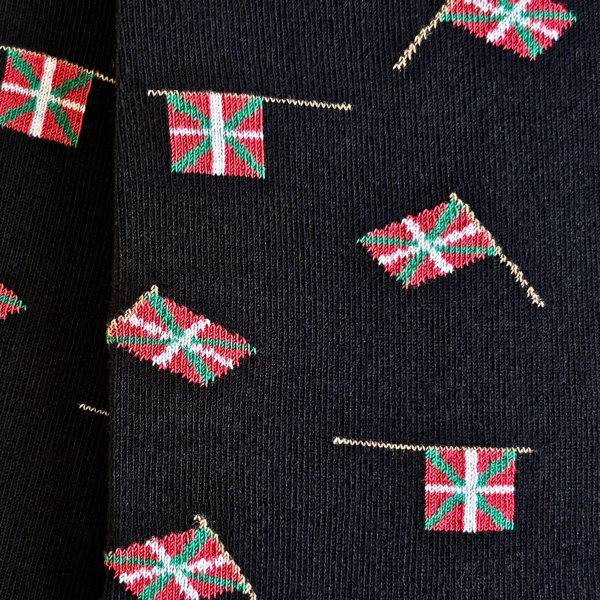 Chaussettes coton noir drapeau basque homme